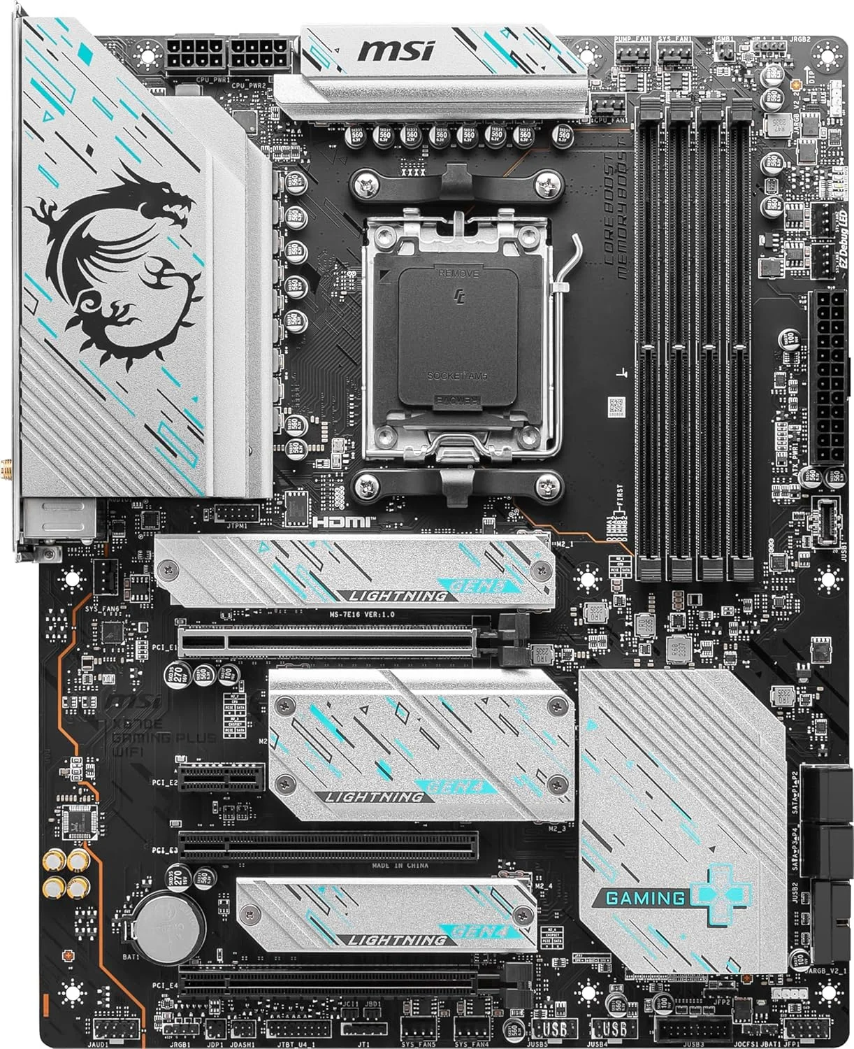مادربرد گیمینگ MSI X670E Gaming Plus WiFi (پردازندههای AMD Ryzen سری 8000/7000، AM5، DDR5، PCIe 5.0، SATA 6Gb/s، اسلاتهای M.2، USB 3.2 Gen 2، Wi-Fi 6E، بلوتوث 5.3، LAN 2.5Gbps، HDMI/DP، ATX) مادربرد گیمینگ MSI X670E Gaming Plus WiFi (پردازندههای AMD Ryzen سری 8000/7000، AM5، DDR5، PCIe 5.0، SATA 6Gb/s، اسلاتهای M.2، USB 3.2 Gen 2، Wi-Fi 6E، بلوتوث 5.3، LAN 2.5Gbps، HDMI/DP، ATX)