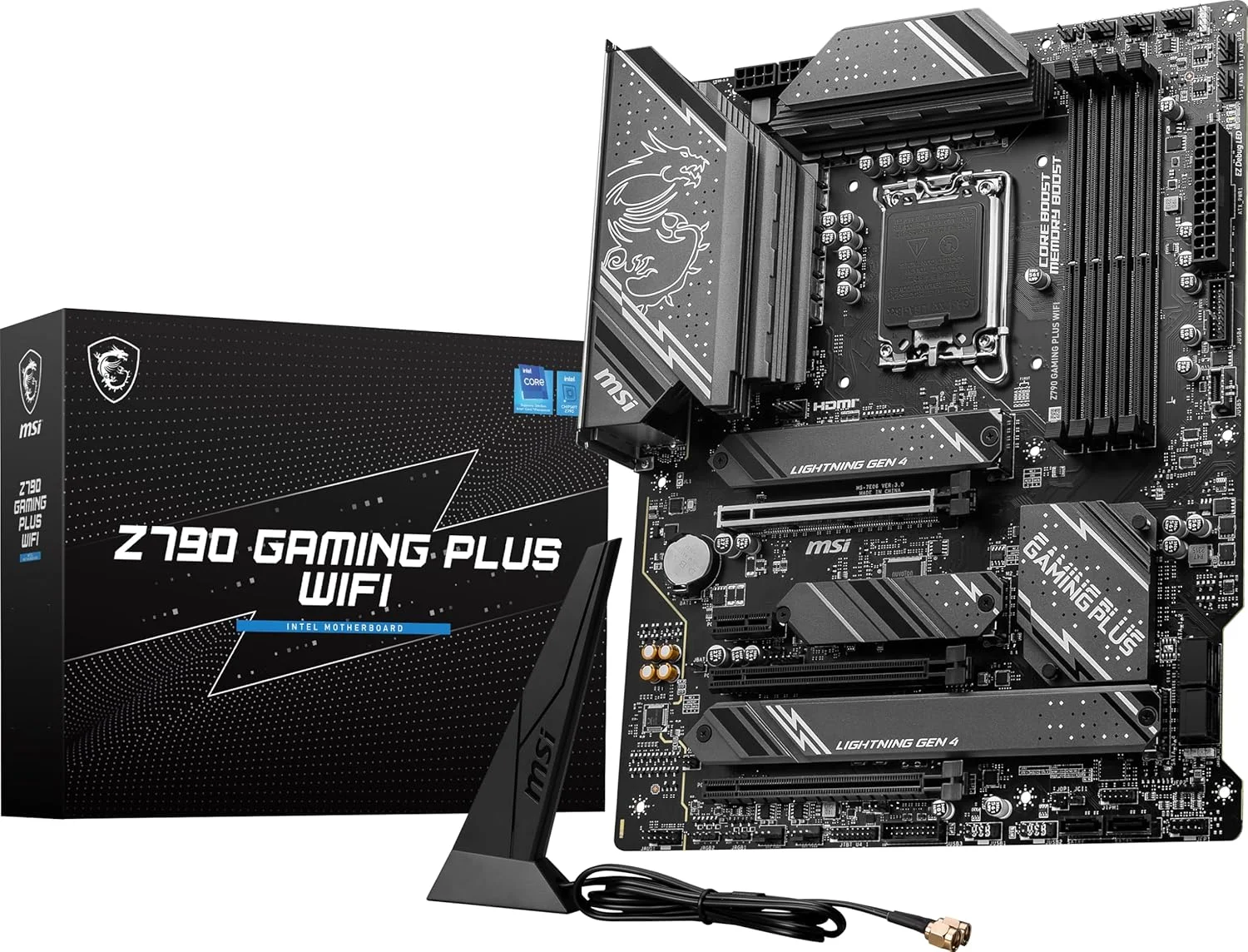 مادربرد گیمینگ MSI Z790 GAMING PLUS WIFI-AMZ (پشتیبانی از پردازنده‌های نسل 14/13/12 اینتل، LGA 1700، DDR5، PCIe 5.0، اسلات‌های M.2، LAN 2.5 گیگابیتی، USB 3.2 Gen2، Wi-Fi 6E، بلوتوث 5.3، ATX)