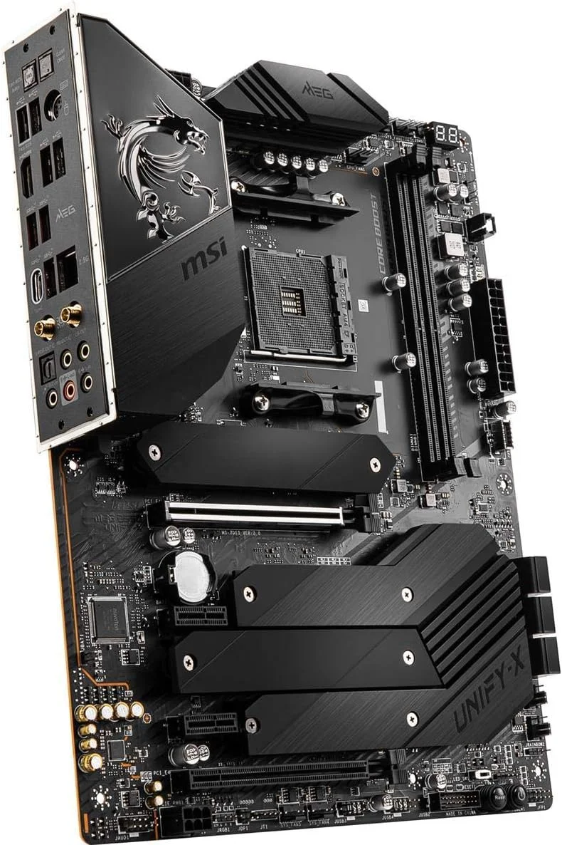 مادربرد گیمینگ MSI MEG B550 UNIFY-X (AMD AM4، DDR4، PCIe 4.0، SATA 6Gb/s، Dual M.2، USB 3.2 Gen 2، HDMI، Wi-Fi 6 AX، ATX، پردازنده های AMD Ryzen 5000 Series) مادربرد گیمینگ MSI MEG B550 UNIFY-X (AMD AM4، DDR4، PCIe 4.0، SATA 6Gb/s، Dual M.2، USB 3.2 Gen 2، HDMI، Wi-Fi 6 AX، ATX، پردازنده های AMD Ryzen 5000 Series)