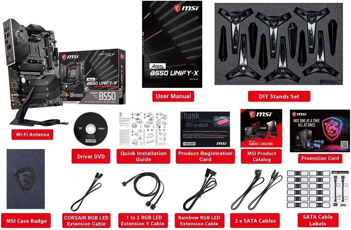 مادربرد گیمینگ MSI MEG B550 UNIFY-X (AMD AM4، DDR4، PCIe 4.0، SATA 6Gb/s، Dual M.2، USB 3.2 Gen 2، HDMI، Wi-Fi 6 AX، ATX، پردازنده های AMD Ryzen 5000 Series) مادربرد گیمینگ MSI MEG B550 UNIFY-X (AMD AM4، DDR4، PCIe 4.0، SATA 6Gb/s، Dual M.2، USB 3.2 Gen 2، HDMI، Wi-Fi 6 AX، ATX، پردازنده های AMD Ryzen 5000 Series)