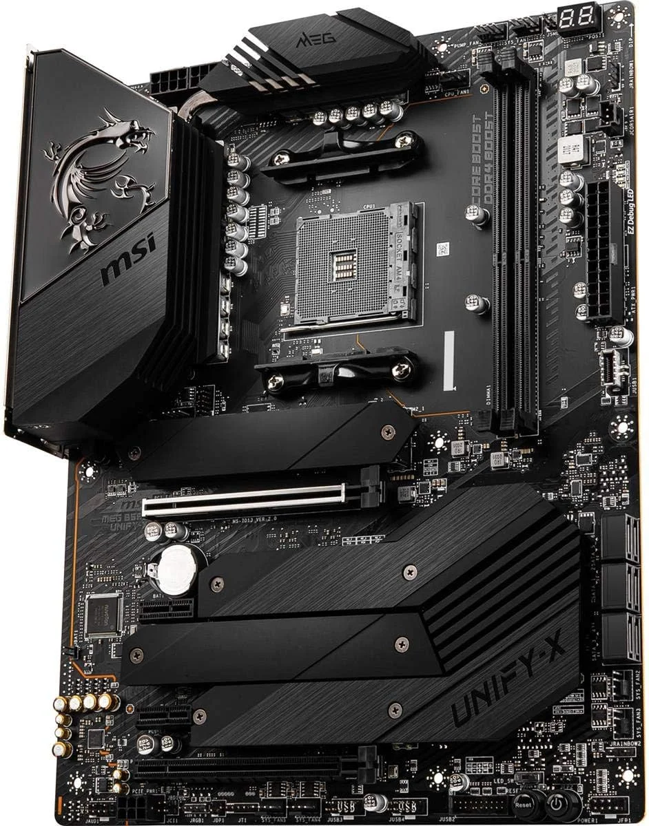 مادربرد گیمینگ MSI MEG B550 UNIFY-X (AMD AM4، DDR4، PCIe 4.0، SATA 6Gb/s، Dual M.2، USB 3.2 Gen 2، HDMI، Wi-Fi 6 AX، ATX، پردازنده های AMD Ryzen 5000 Series) مادربرد گیمینگ MSI MEG B550 UNIFY-X (AMD AM4، DDR4، PCIe 4.0، SATA 6Gb/s، Dual M.2، USB 3.2 Gen 2، HDMI، Wi-Fi 6 AX، ATX، پردازنده های AMD Ryzen 5000 Series)