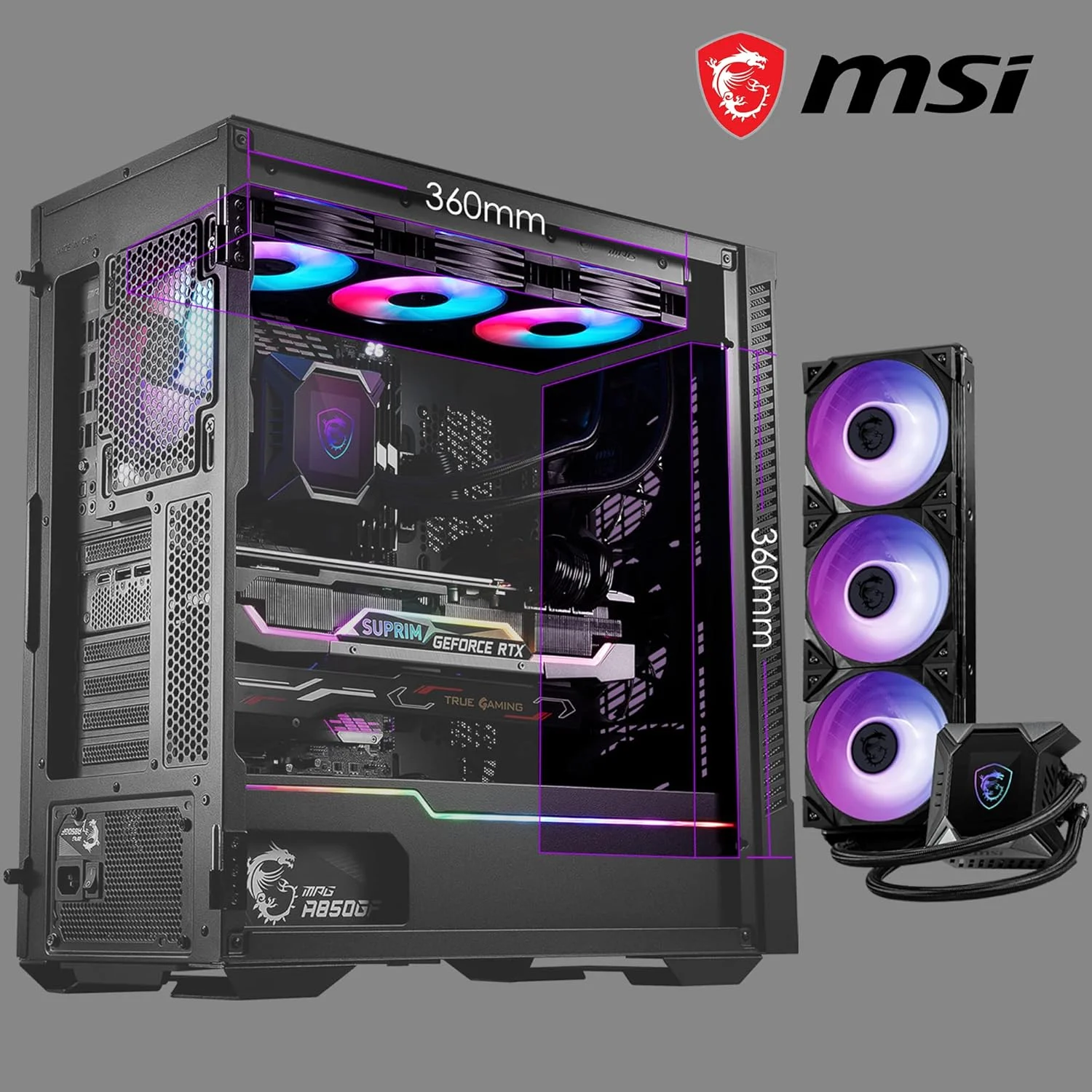 کیس کامپیوتر مید تاور MSI MPG VELOX 100P AIRFLOW - ظرفیت مادربرد E-ATX، درب شیشه ای حرارت دیده، بهینه شده برای جریان هوا، Mystic Light، پشتیبانی از 2 رادیاتور 360 میلی متری و پیکربندی تهویه جانبی کیس کامپیوتر مید تاور MSI MPG VELOX 100P AIRFLOW - ظرفیت مادربرد E-ATX، درب شیشه ای حرارت دیده، بهینه شده برای جریان هوا، Mystic Light، پشتیبانی از 2 رادیاتور 360 میلی متری و پیکربندی تهویه جانبی