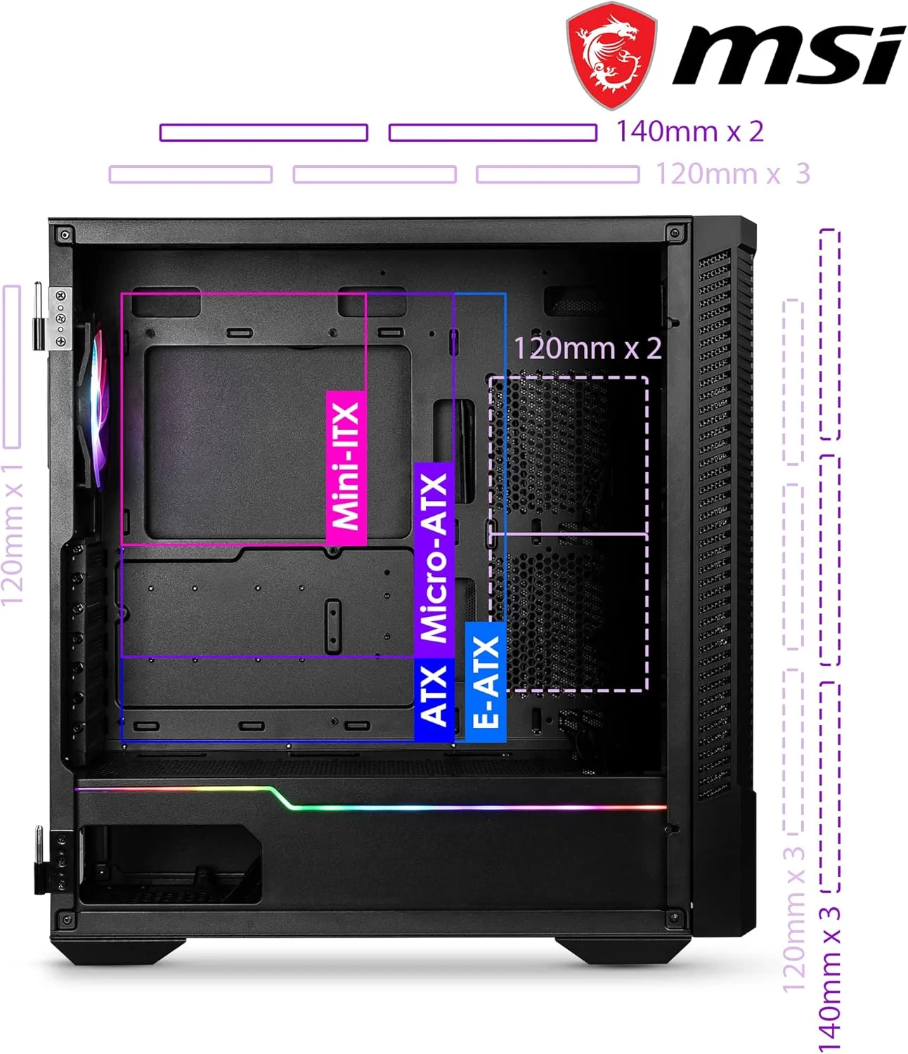 کیس کامپیوتر مید تاور MSI MPG VELOX 100P AIRFLOW - ظرفیت مادربرد E-ATX، درب شیشه ای حرارت دیده، بهینه شده برای جریان هوا، Mystic Light، پشتیبانی از 2 رادیاتور 360 میلی متری و پیکربندی تهویه جانبی کیس کامپیوتر مید تاور MSI MPG VELOX 100P AIRFLOW - ظرفیت مادربرد E-ATX، درب شیشه ای حرارت دیده، بهینه شده برای جریان هوا، Mystic Light، پشتیبانی از 2 رادیاتور 360 میلی متری و پیکربندی تهویه جانبی