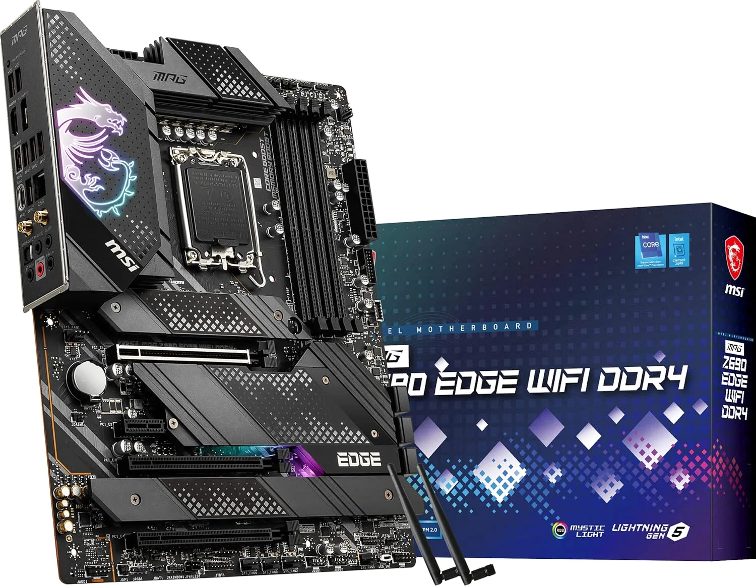مادربرد گیمینگ MSI MPG Z690 Edge WiFi DDR4 (ATX، نسل دوازدهم پردازنده های Intel Core، سوکت LGA 1700، DDR4، PCIe 4، CFX، اسلات های M.2، Wi-Fi 6E) (بازسازی شده)