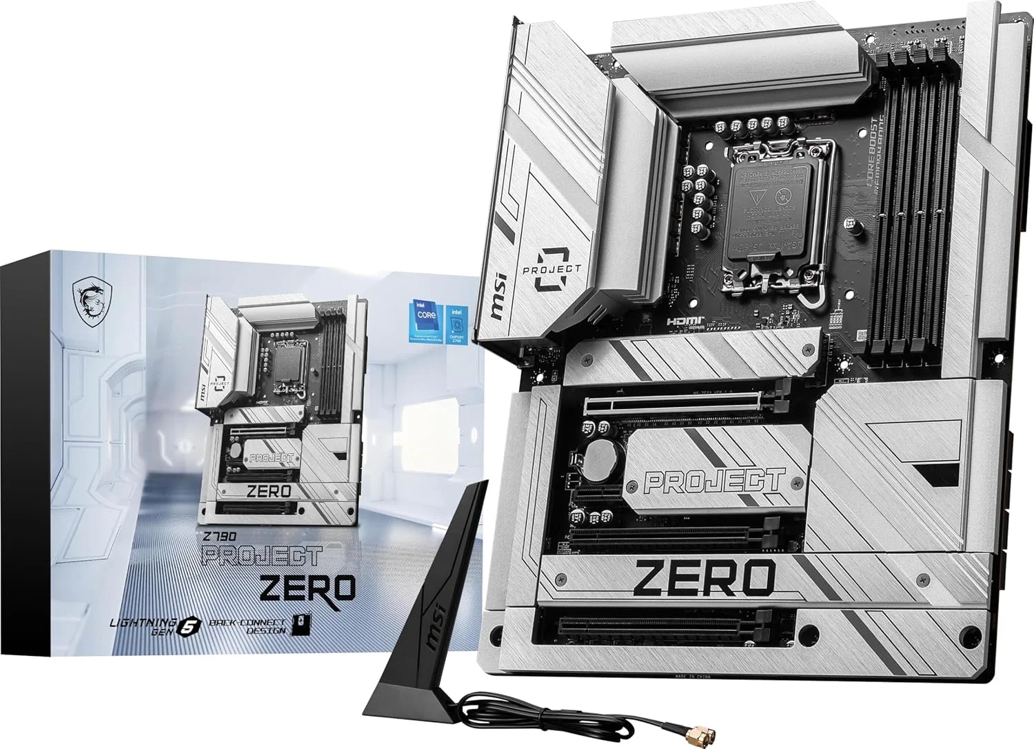 مادربرد گیمینگ MSI Z790 Project Zero (پشتیبانی از پردازنده‌های نسل 14/13/12 اینتل، LGA 1700، DDR5، PCIe 5.0، اسلات‌های M.2، LAN 2.5Gbps، USB 3.2 Gen2، HDMI/DP، Wi-Fi 7، بلوتوث 5.4، ATX)