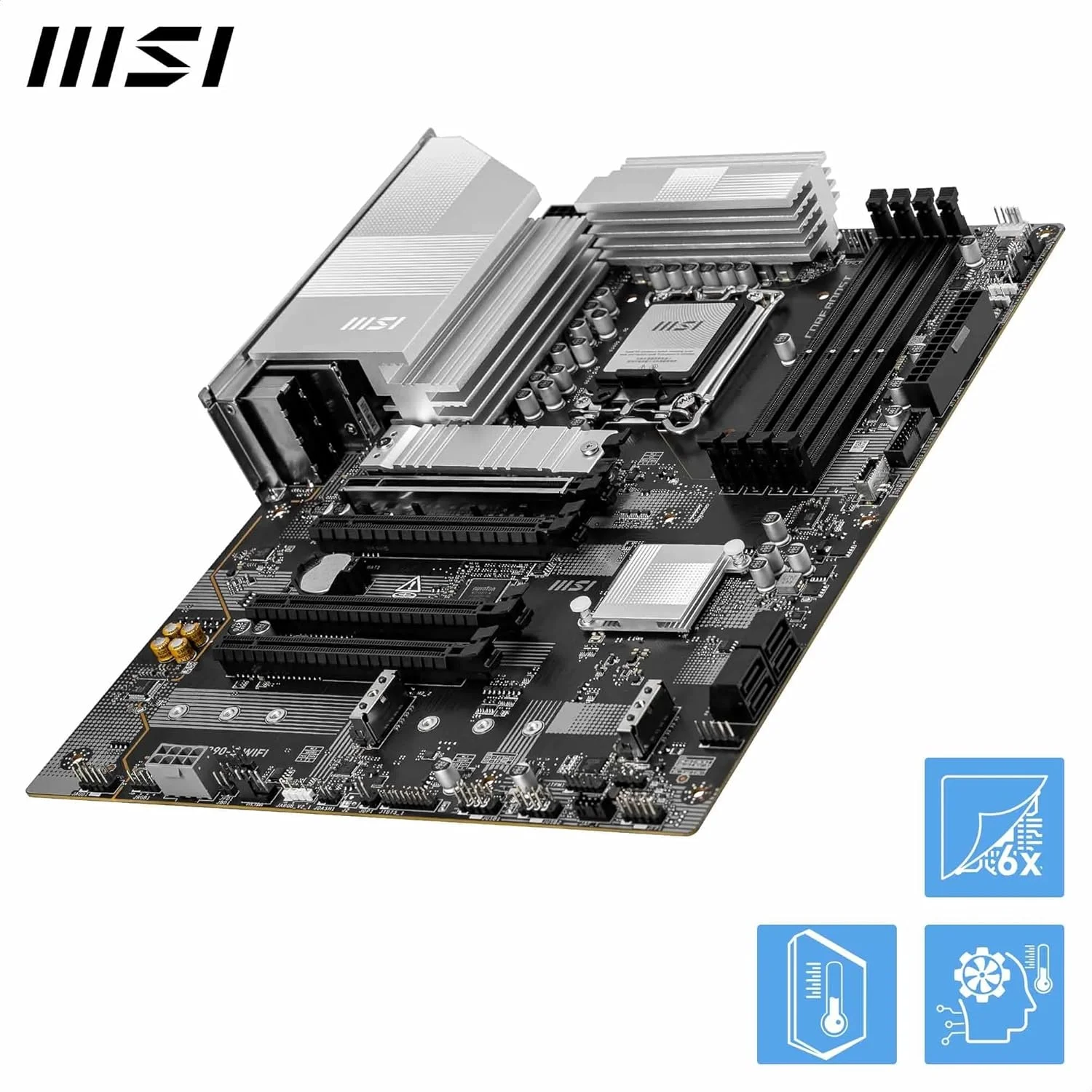 مادربرد MSI PRO Z890-S Wi-Fi LGA 1851 ATX: چیپست Intel Z890، 4 اسلات DDR5 UDIMM، حداکثر حافظه 256 گیگابایت، Wi-Fi 7، BT 5.4، 4 اسلات PCI-E x16، 3 اسلات M.2، صدای HD 7.1 کاناله - مشکی