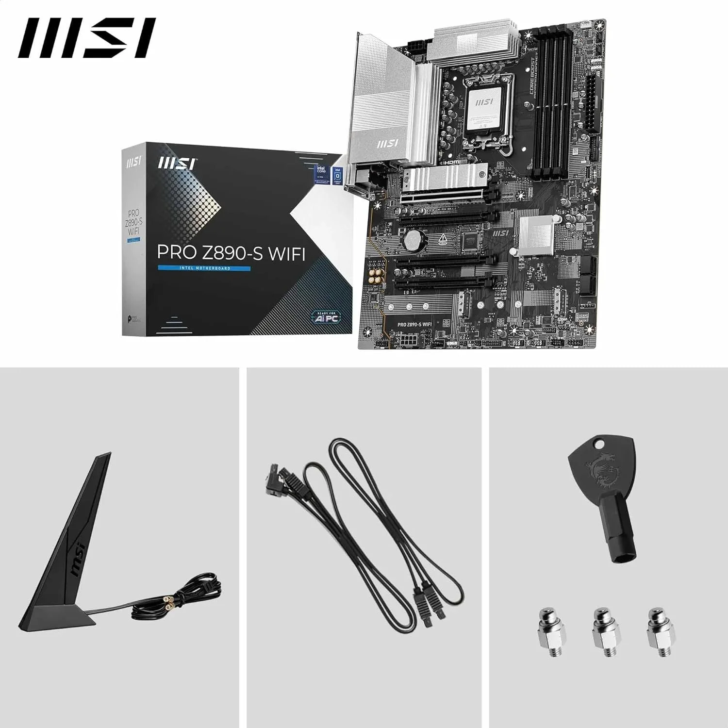 مادربرد MSI PRO Z890-S Wi-Fi LGA 1851 ATX: چیپست Intel Z890، 4 اسلات DDR5 UDIMM، حداکثر حافظه 256 گیگابایت، Wi-Fi 7، BT 5.4، 4 اسلات PCI-E x16، 3 اسلات M.2، صدای HD 7.1 کاناله - مشکی