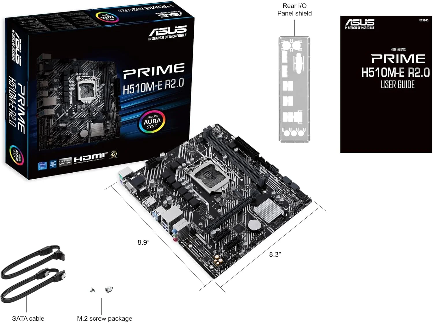 مادربرد ایسوس پرایم H510M-E R2.0 سوکت اینتل LGA1200 (چیپست اینتل H470، mATX، DDR4، USB 3.2 Gen 1، M.2، اترنت 1 گیگابایتی، Aura Sync)
