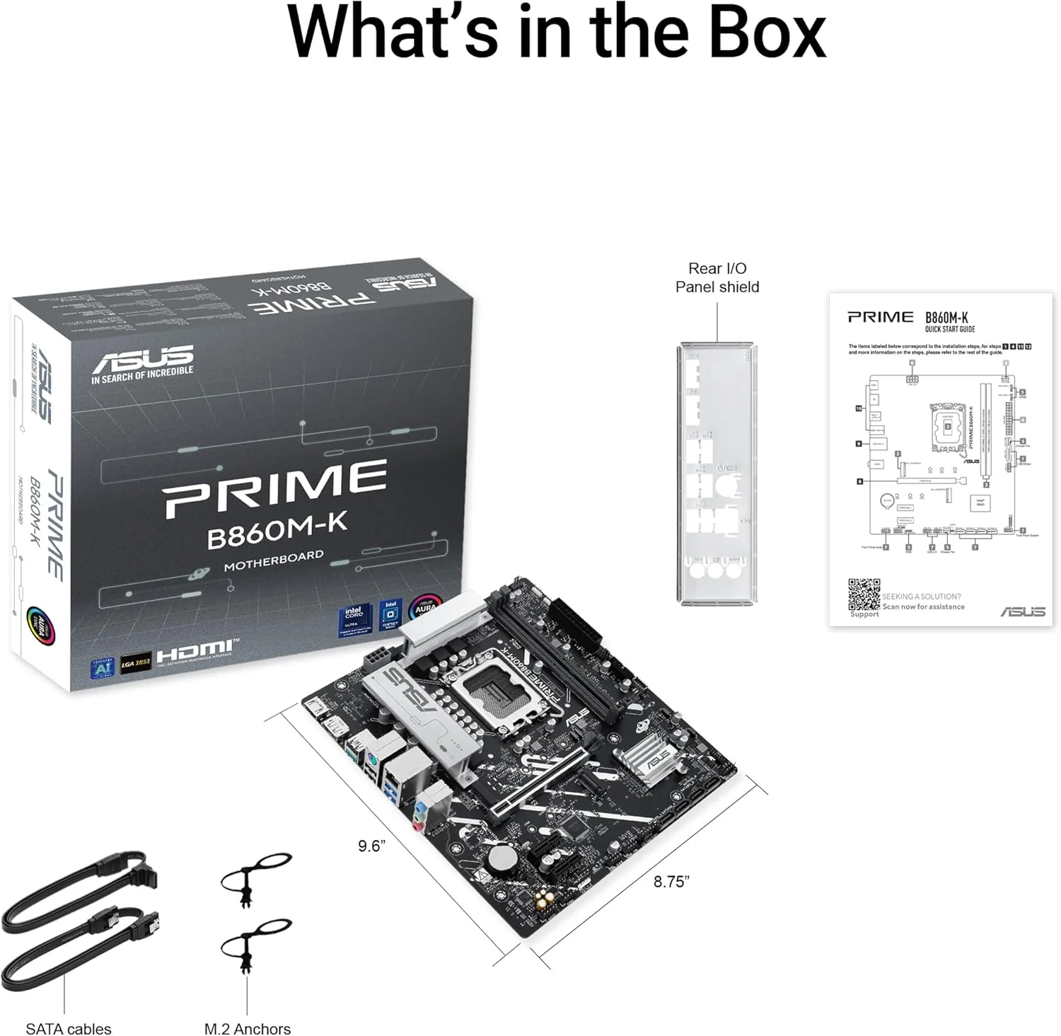 مادربرد ایسوس پرایم B860M-K ATX: سوکت Intel LGA 1851، پشتیبانی از M.2، اسلات PCIe 4.0 x16، اترنت Realtek 2.5Gb، پورت USB 10Gbps Type-A، طراحی DIY Friendly، Aura Sync - مشکی