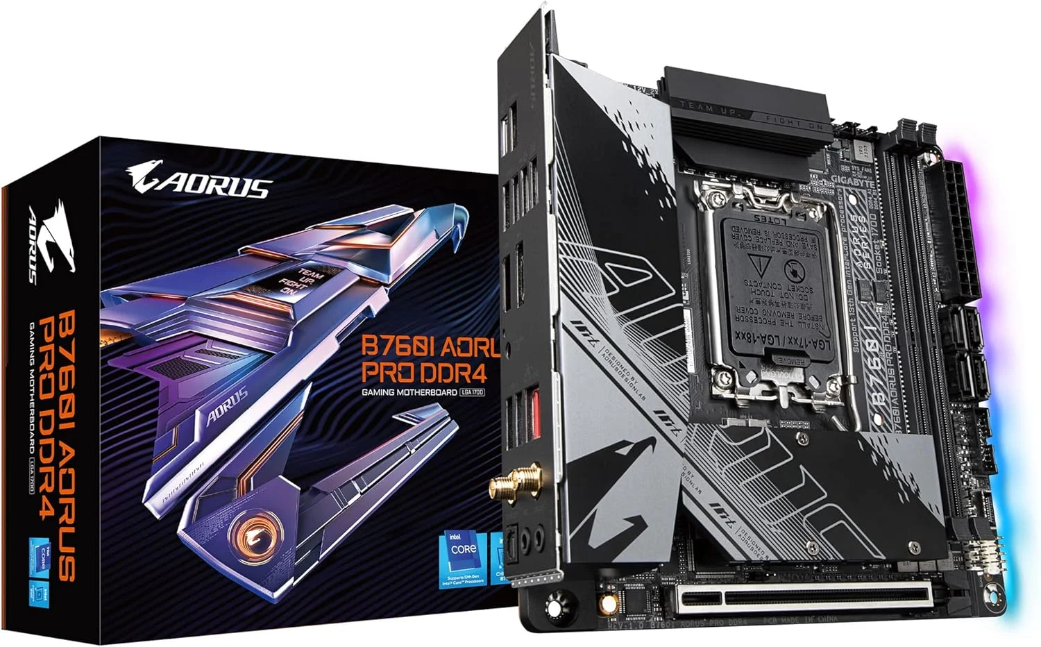 مادربرد GIGABYTE B760I AORUS PRO DDR4 (LGA 1700/ Intel/ B760/ Mini-ITX/ DDR4/ Dual M.2/ PCIe 4.0/ USB 3.2 Gen2X2 Type-C/WiFi 6/ Intel 2.5GbE LAN/Q-Flash Plus)