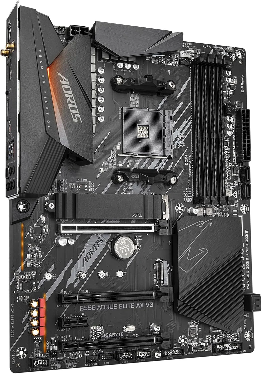 مادربرد GIGABYTE B550 AORUS ELITE AX V3 AM4 AMD B550 ATX با دو M.2، SATA 6Gb/s، USB 3.2 Gen 2، Wi-Fi 6، LAN 1GbE، PCIe 4.0