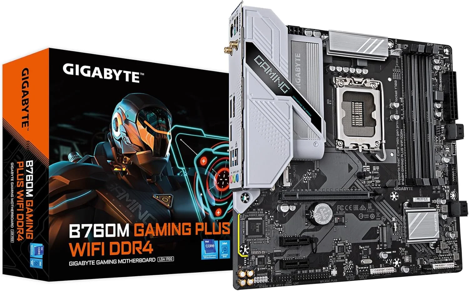 مادربرد GIGABYTE B760M GAMING PLUS WIFI DDR4 LGA 1700 Intel B760 M-ATX با DDR4، 2* M.2، PCIe 4.0، USB 3.2 Gen 1 Type-C جلو، WiFi 6 GbE LAN، Q-Flash Plus، PCIe EZ-Latch