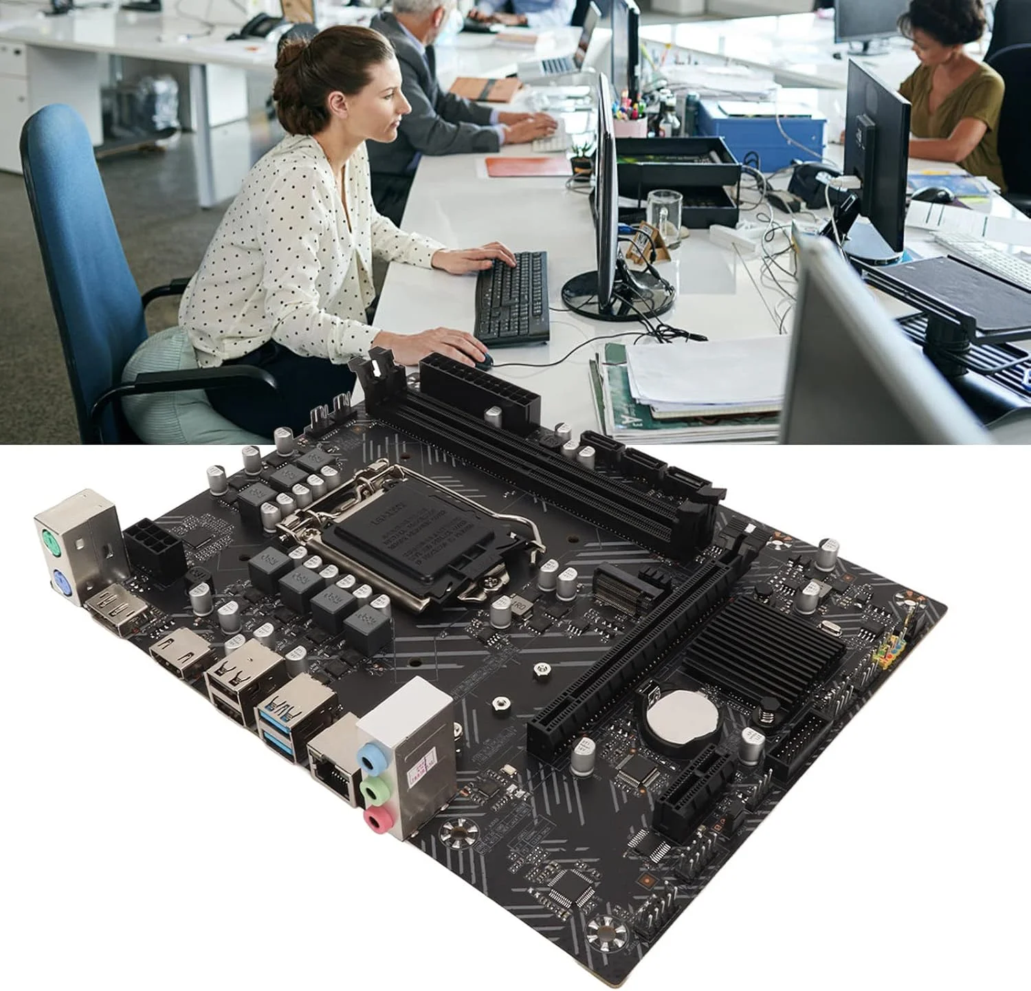 مادربرد Bewinner LGA 1200 با چیپست H510، DDR4 دو کاناله، مناسب کامپیوترهای رومیزی با پورت های HD، DP، شبکه، صدا و USB3.2 برای کامپیوترهای گیمینگ