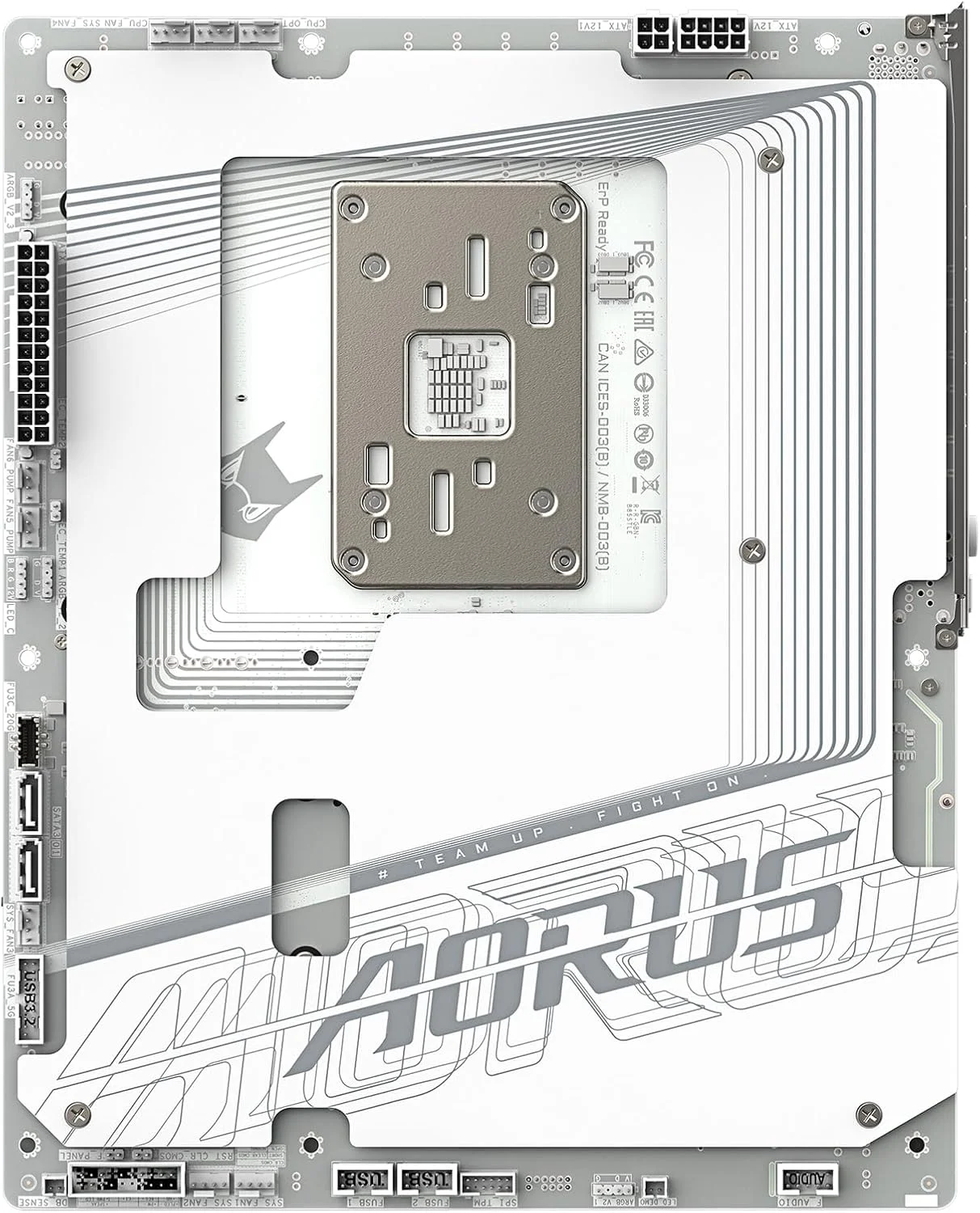 مادربرد GIGABYTE B850 AORUS STEALTH ICE AMD AM5، ATX، DDR5، 4x M.2، PCIe 5.0، USB-C، WIFI7، 5GbE LAN، EZ-Latch