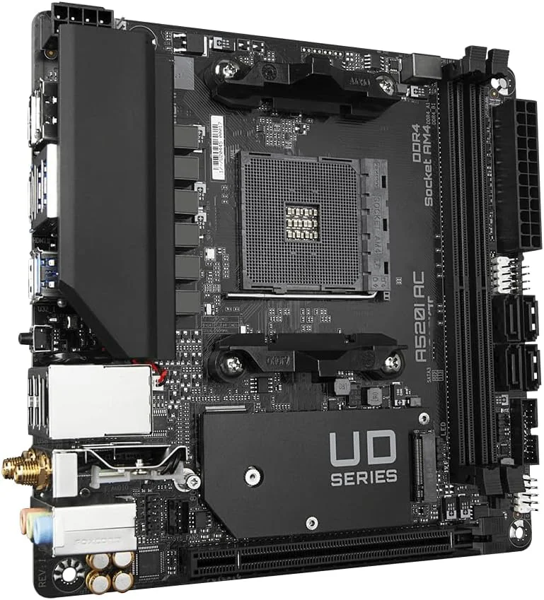 مادربرد کامپیوتر گیگابایت A520I AC Mini ITX با وای فای، منبع تغذیه 6 فاز و DDR4