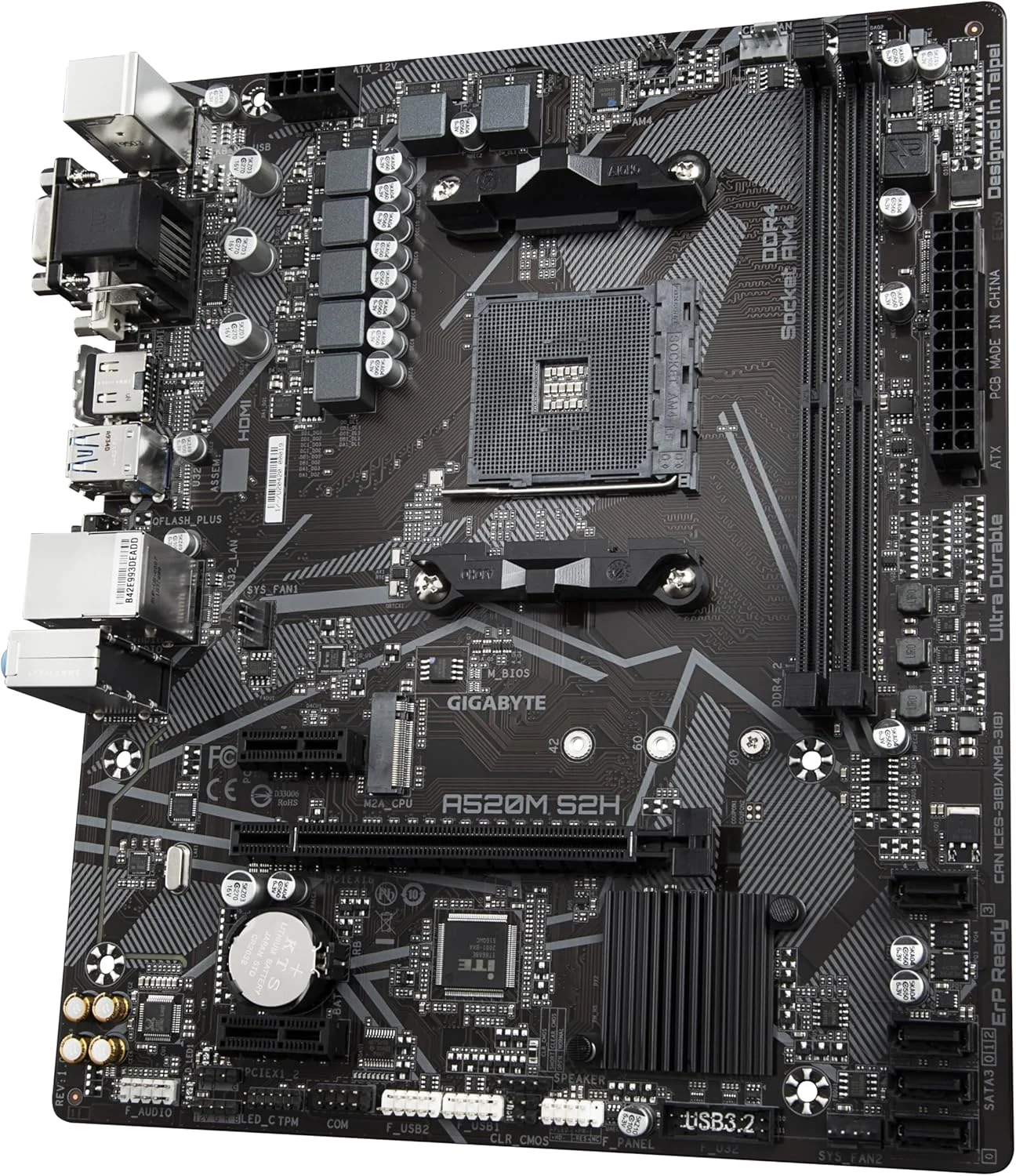 مادربرد گیگابایت AMD A520SAM4 MicroATX حافظه DDR4 اسلات حافظه 22xPCI Express 3.0 1x1xPCI Express 3.0 16x1xM.2 1x15pin Dsub 1xDVID 1xHDMI 2xAVIn 1xAVout 2xUSB 2.