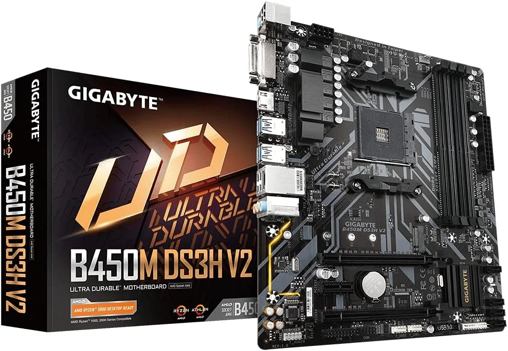 مادربرد گیگابایت B450M DS3H V2 Micro ATX برای پردازنده های AMD AM4