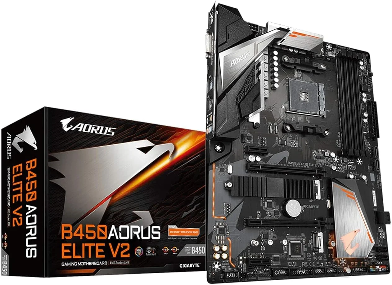 مادربرد گیگابایت B450 AORUS Elite V2 (AMD Ryzen AM4/ATX/M.2 Thermal Guard/Hmdi/DVI/USB 3.1/DDR4)