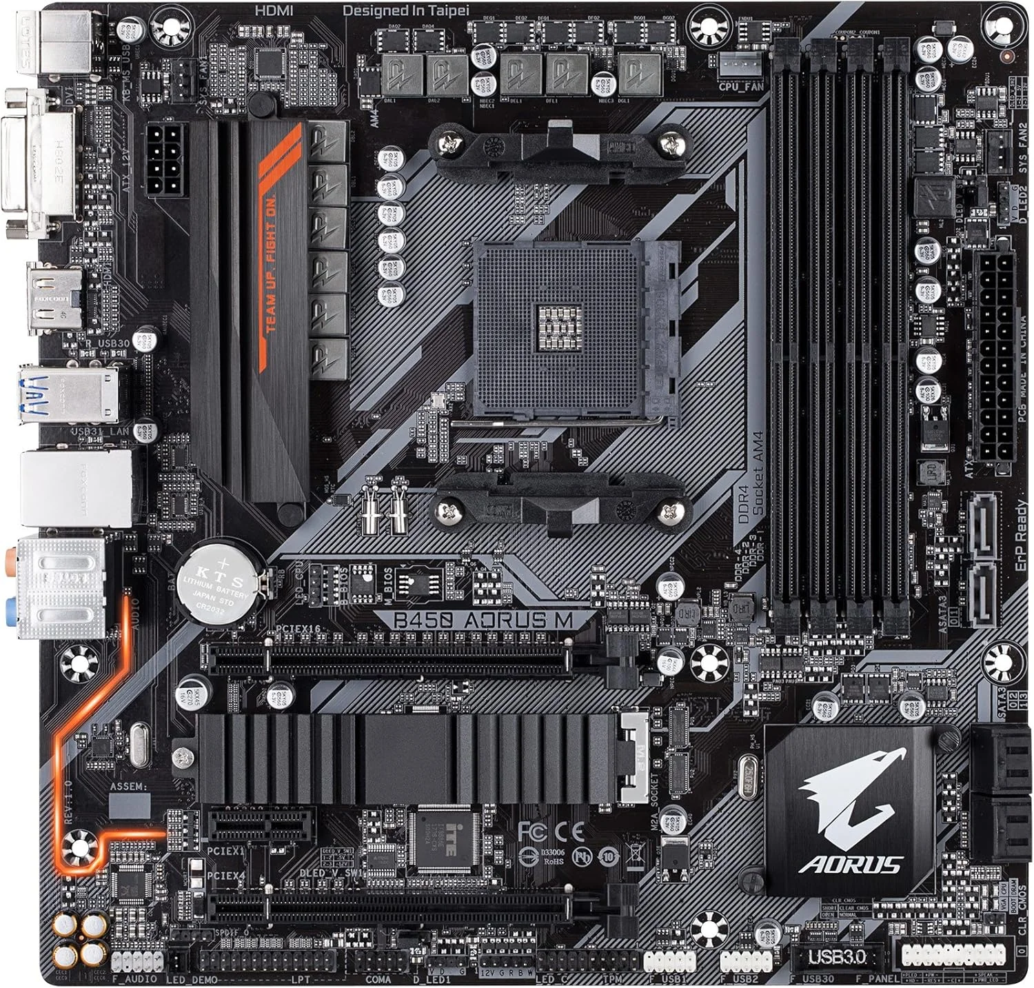 مادربرد GIGABYTE B450 AORUS M (AMD Ryzen AM4/Micro ATX/M.2 Thermal Guard/HDMI/DVI/USB 3.1 Gen 2/DDR4)