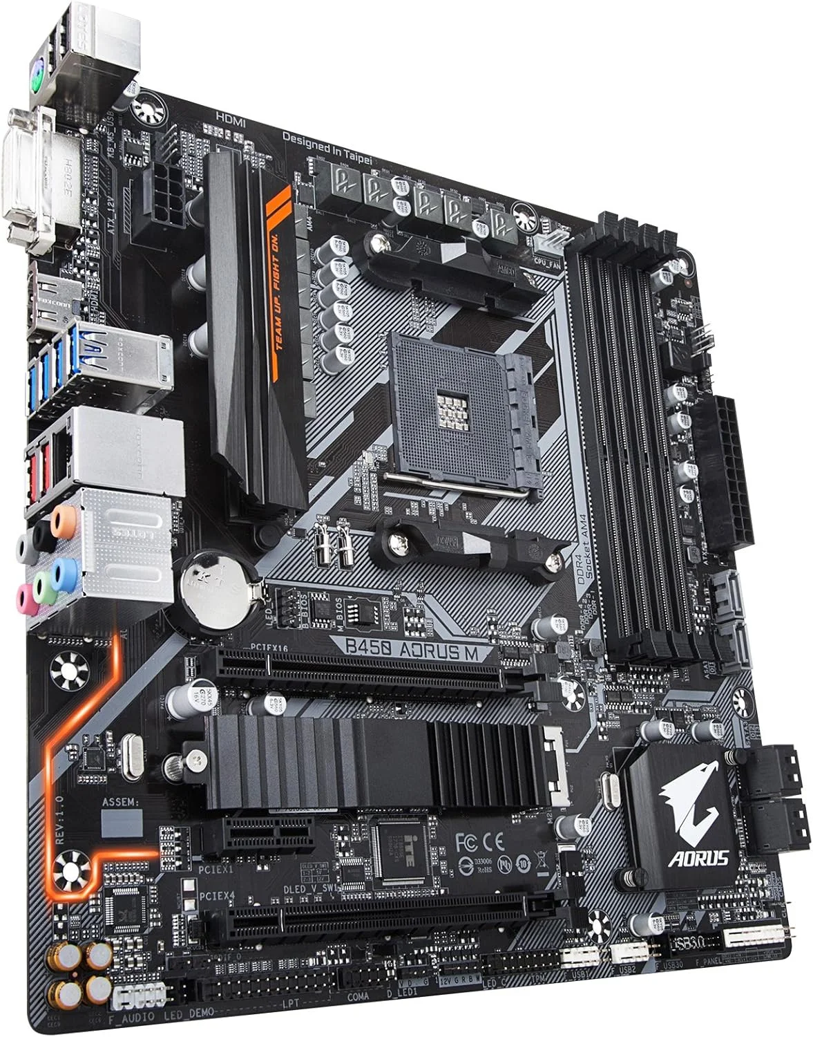 مادربرد GIGABYTE B450 AORUS M (AMD Ryzen AM4/Micro ATX/M.2 Thermal Guard/HDMI/DVI/USB 3.1 Gen 2/DDR4)