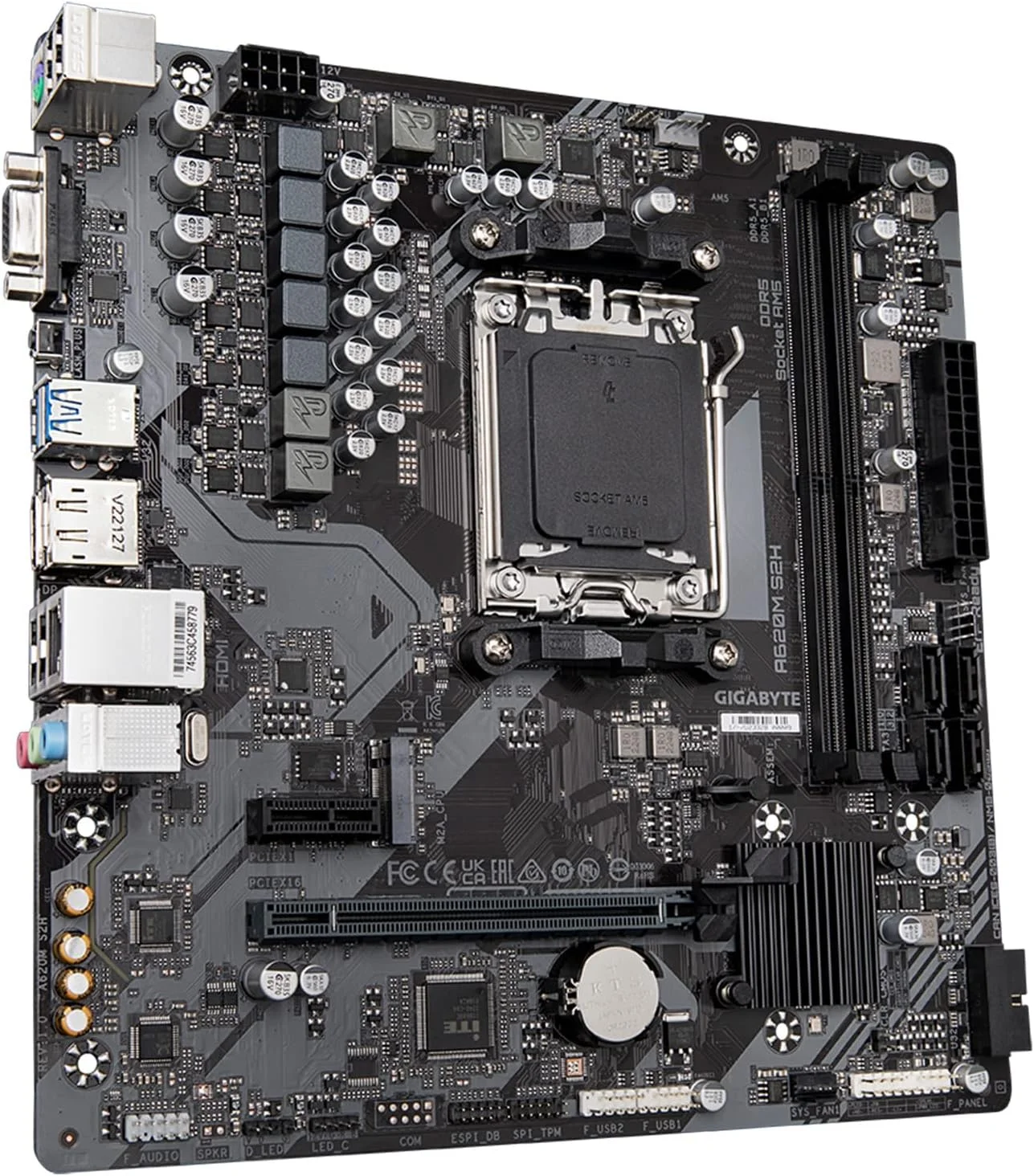 مادربرد GIGABYTE A620M S2H (AM5/ LGA 1718/ AMD/ A620/ Micro ATX/ 5 سال گارانتی/ DDR5/ Single M.2/ PCIe 4.0/ USB 3.2 Gen1/ Realtek 1GbE LAN/Q-Flash Plus/PCIe EZ-Latch)