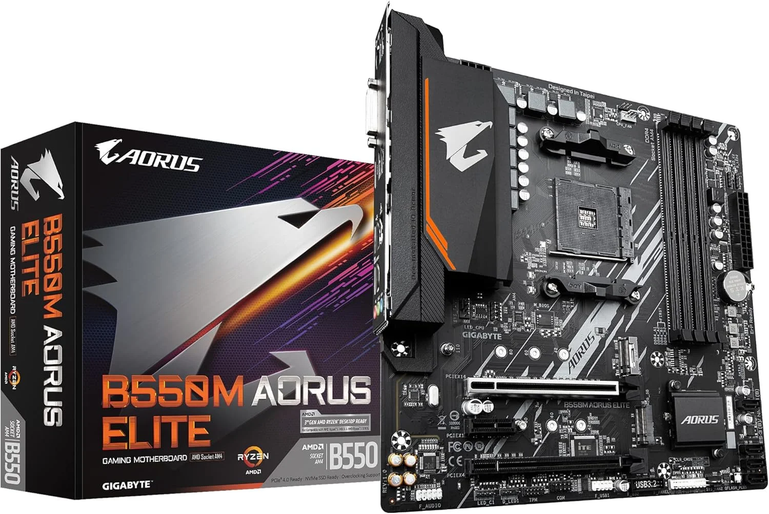 مادربرد GIGABYTE B550M AORUS Elite (AM4/ AMD/ B550/ Micro-ATX/ DDR4/ Dual M.2/ PCIe 4.0/ Realtek GbE LAN/ مادربرد گیمینگ)