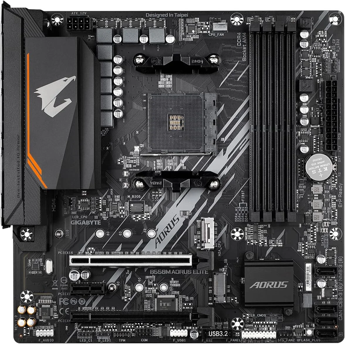 مادربرد GIGABYTE B550M AORUS Elite (AM4/ AMD/ B550/ Micro-ATX/ DDR4/ Dual M.2/ PCIe 4.0/ Realtek GbE LAN/ مادربرد گیمینگ)