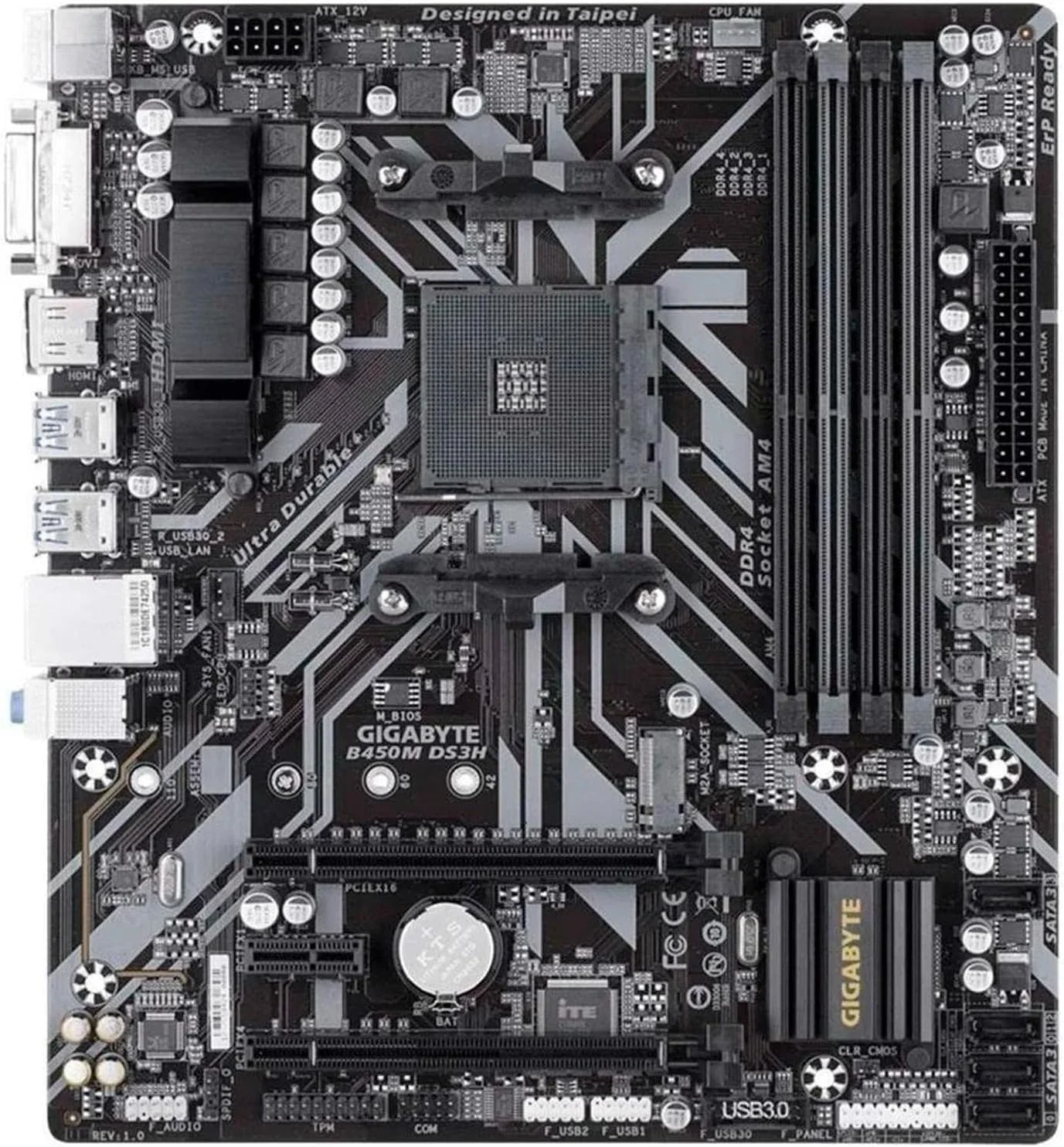 مادربرد گیگابایت B450M DS3H (AMD Ryzen AM4/Micro ATX/M.2/HMDI/DVI/USB 3.1/DDR4)