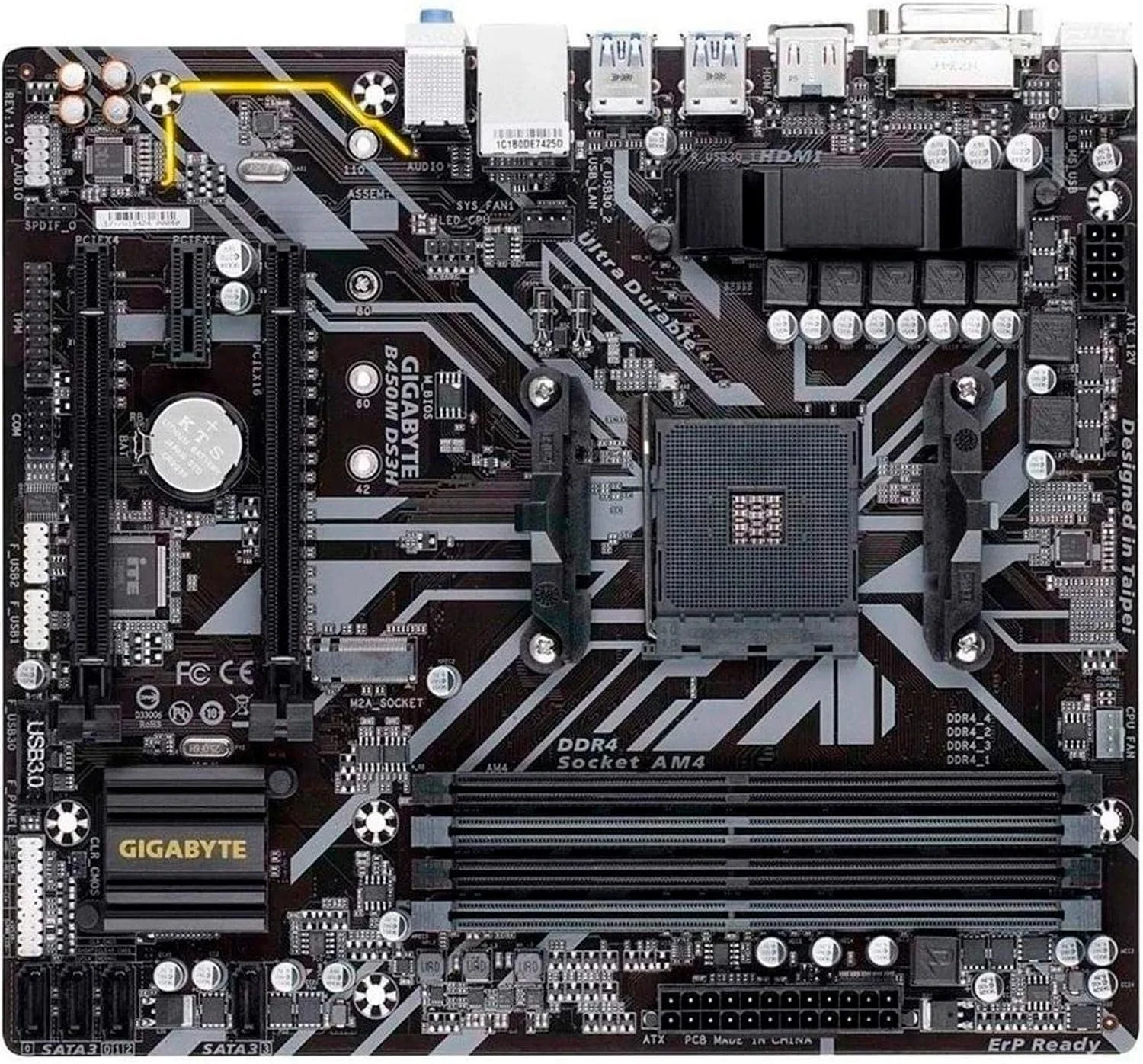 مادربرد گیگابایت B450M DS3H (AMD Ryzen AM4/Micro ATX/M.2/HMDI/DVI/USB 3.1/DDR4)