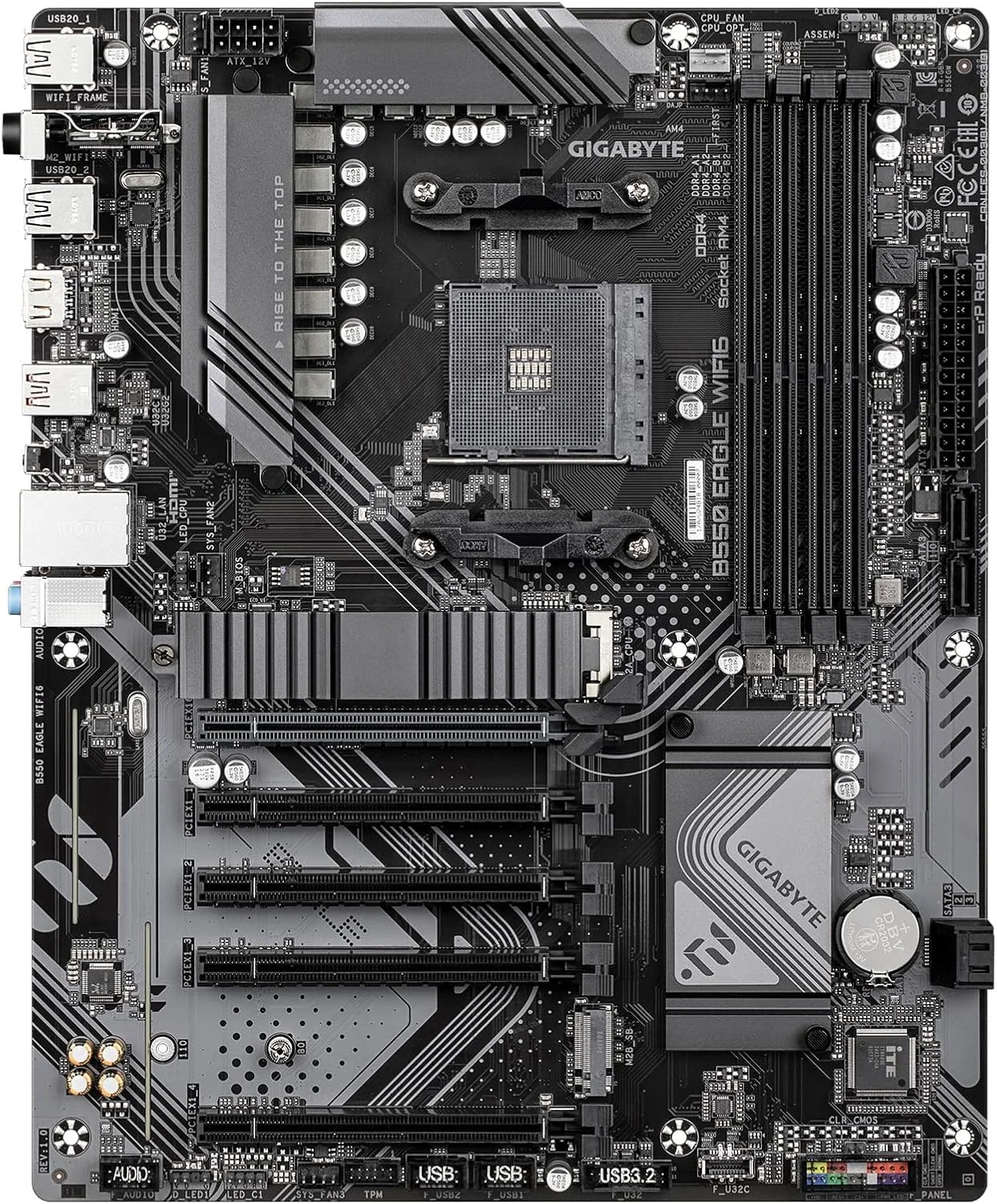 مادربرد GIGABYTE B550 EAGLE WIFI6 - پردازنده های AMD Ryzen 5000 G-Series، VRM با 10+3+1 فاز، DDR4 تا 3200 مگاهرتز، 1xPCIe 4.0 + 1xPCIe 3.0 M.2، LAN 1 گیگابیتی، WIFI 6، USB 3.2 Gen 2