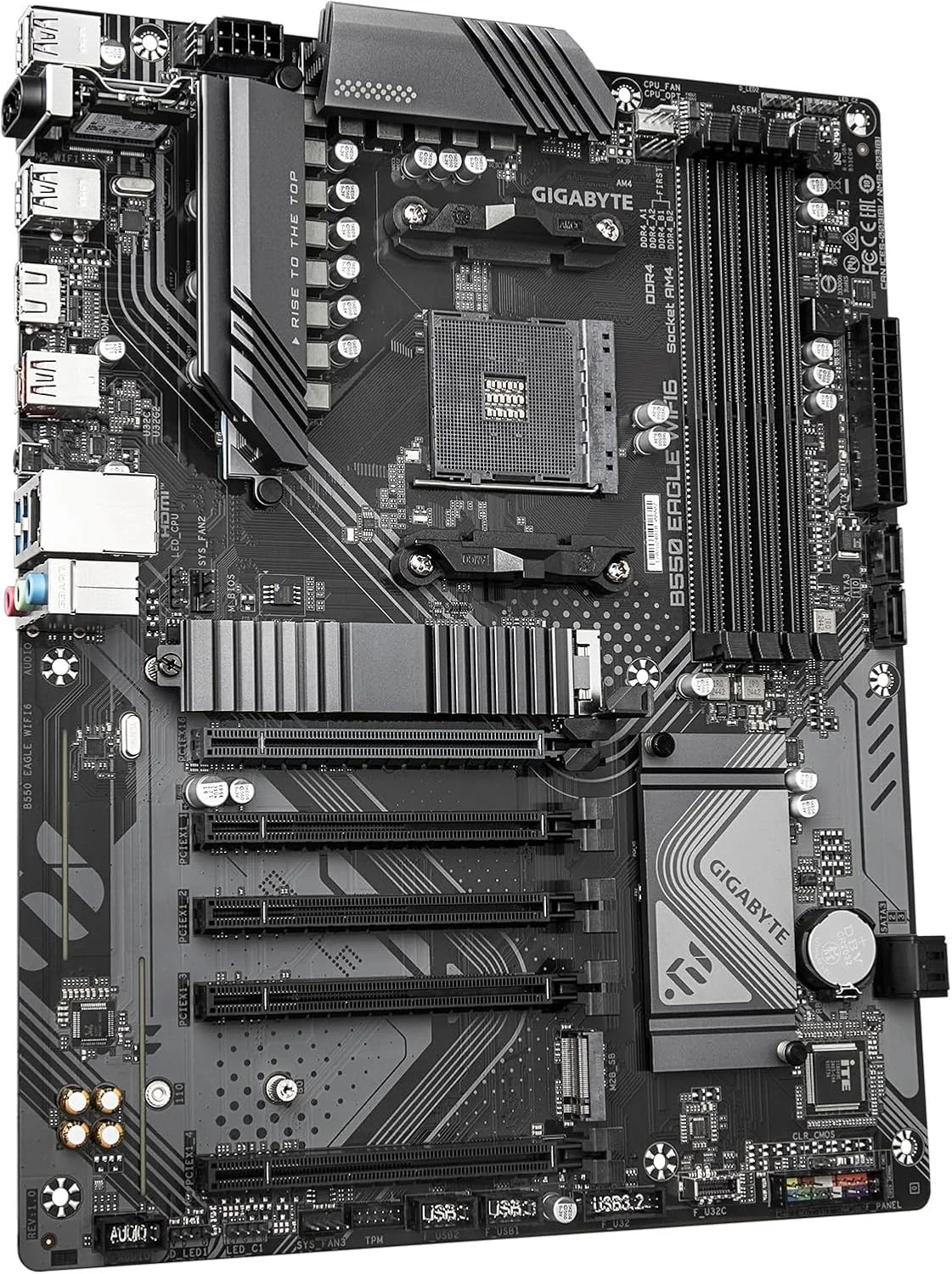 مادربرد GIGABYTE B550 EAGLE WIFI6 - پردازنده های AMD Ryzen 5000 G-Series، VRM با 10+3+1 فاز، DDR4 تا 3200 مگاهرتز، 1xPCIe 4.0 + 1xPCIe 3.0 M.2، LAN 1 گیگابیتی، WIFI 6، USB 3.2 Gen 2