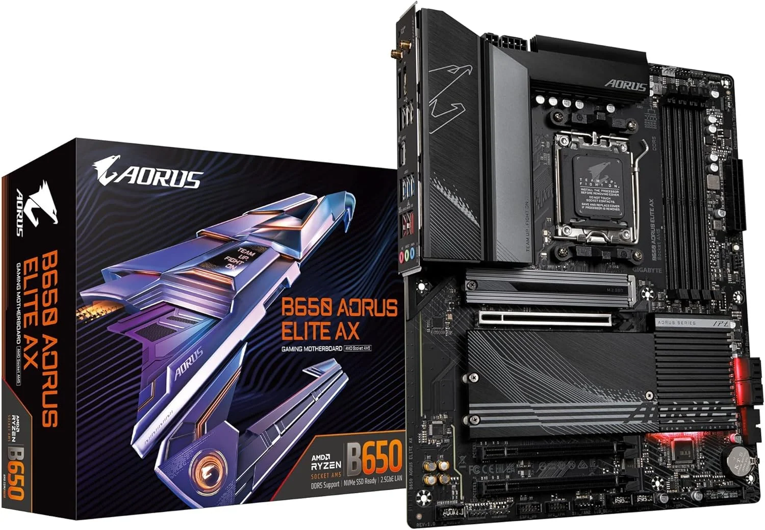 مادربرد گیمینگ GIGABYTE B650 AORUS Elite AX (AM5/ LGA 1718/ AMD B650/ ATX/ 5 سال گارانتی/ DDR5/ M.2/ PCIe 5.0/ USB 3.2 Gen2X2 Type-C/WiFi 6E/ 2.5GbE LAN/Q-Flash Plus/EZ-Latch)