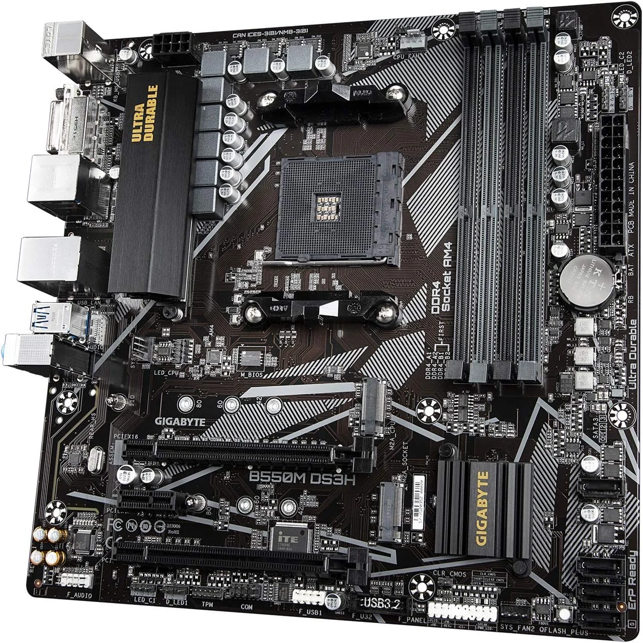مادربرد GIGABYTE B550M DS3H (AM4 AMD/B550/Micro ATX/Dual M.2/SATA 6Gb/s/USB 3.2 Gen 1/PCIe 4.0/HMDI/DVI/DDR4)