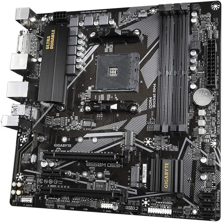 مادربرد GIGABYTE B550M DS3H (AM4 AMD/B550/Micro ATX/Dual M.2/SATA 6Gb/s/USB 3.2 Gen 1/PCIe 4.0/HMDI/DVI/DDR4)