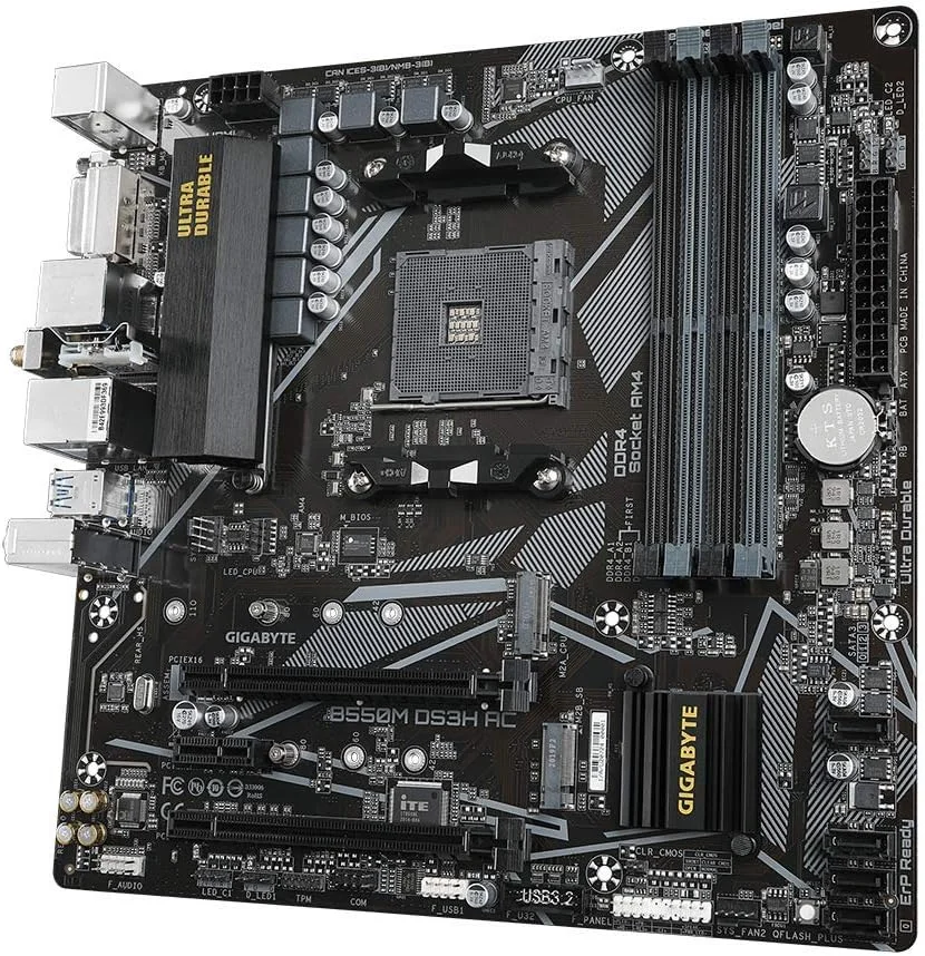 مادربرد گیگابایت مدل B550M DS3H AC (AM4 AMD/B550/Micro ATX/Dual M.2/SATA 6Gb/s/USB 3.2 Gen 1/PCIe 4.0/HMDI/DVI/DDR4)