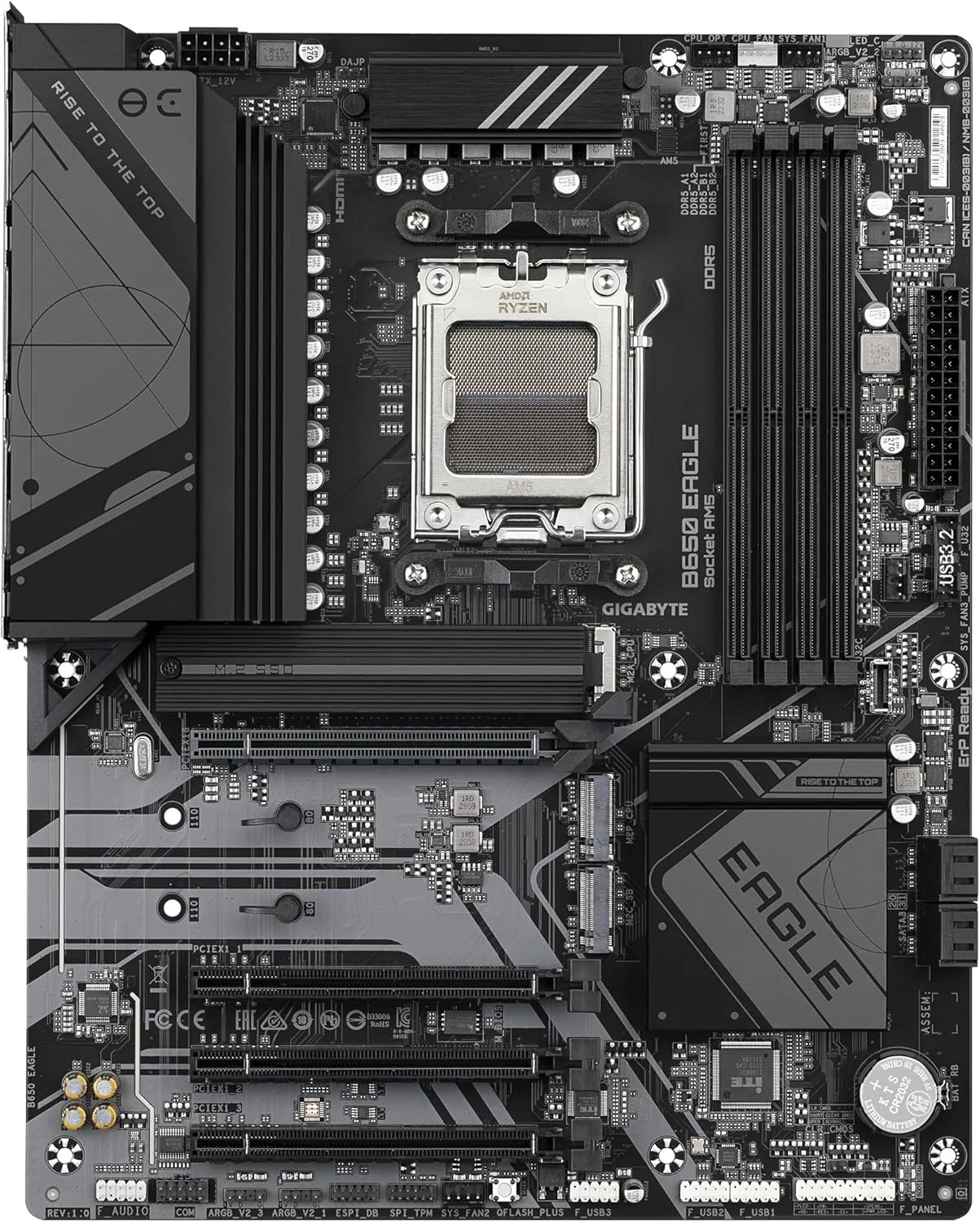 مادربرد GIGABYTE B650 EAGLE - پشتیبانی از پردازنده های AMD Ryzen 9000 - دارای VRM دیجیتال 12+2+2 فاز - پشتیبانی از DDR5 تا 7600 مگاهرتز (OC) - دارای 1xPCIe 5.0 + 2xPCIe 4.0 M.2 - GbE LAN - USB 3.2 Gen2