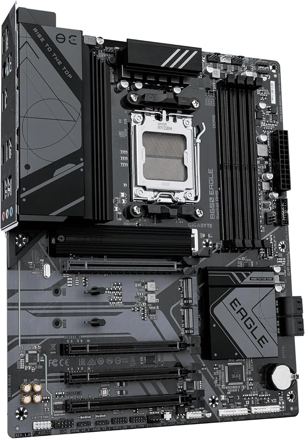 مادربرد GIGABYTE B650 EAGLE - پشتیبانی از پردازنده های AMD Ryzen 9000 - دارای VRM دیجیتال 12+2+2 فاز - پشتیبانی از DDR5 تا 7600 مگاهرتز (OC) - دارای 1xPCIe 5.0 + 2xPCIe 4.0 M.2 - GbE LAN - USB 3.2 Gen2