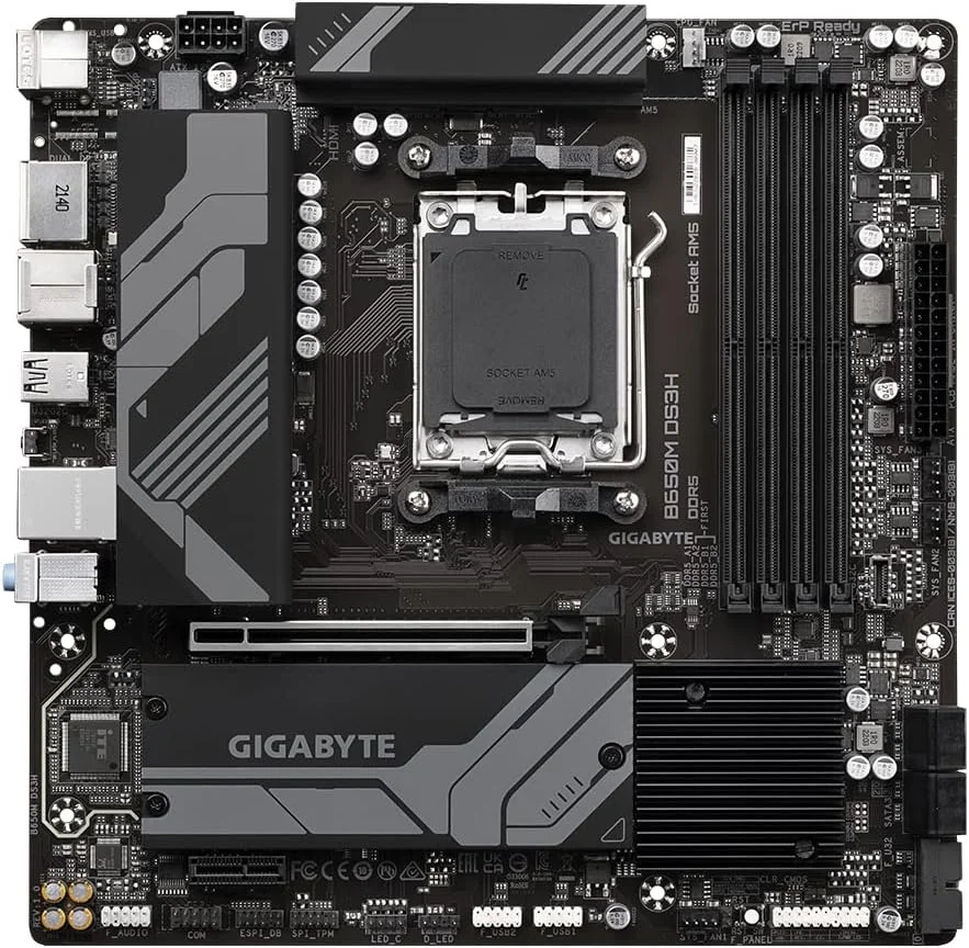 مادربرد گیگابایت B650M DS3H Micro ATX (سوکت AM5) - پشتیبانی از پردازنده های AMD Ryzen سری 7000، DDR5-6400(OC)، 1x PCI-E 4.0 x16، 2.5G LAN، 2x M.2 Gen4 و USB-C مادربرد گیگابایت B650M DS3H Micro ATX (سوکت AM5) - پشتیبانی از پردازنده های AMD Ryzen سری 7000، DDR5-6400(OC)، 1x PCI-E 4.0 x16، 2.5G LAN، 2x M.2 Gen4 و USB-C