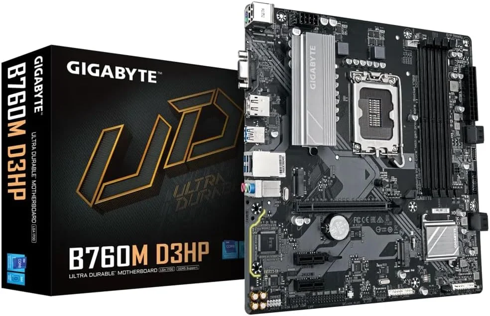 مادربرد GIGABYTE B760M D3HP - پردازنده های نسل 14 اینتل، VRM با 4+1+1 فاز، DDR5 تا 5600 مگاهرتز، 2xPCIe 4.0 M.2، GbE LAN، USB 3.2 Gen 1