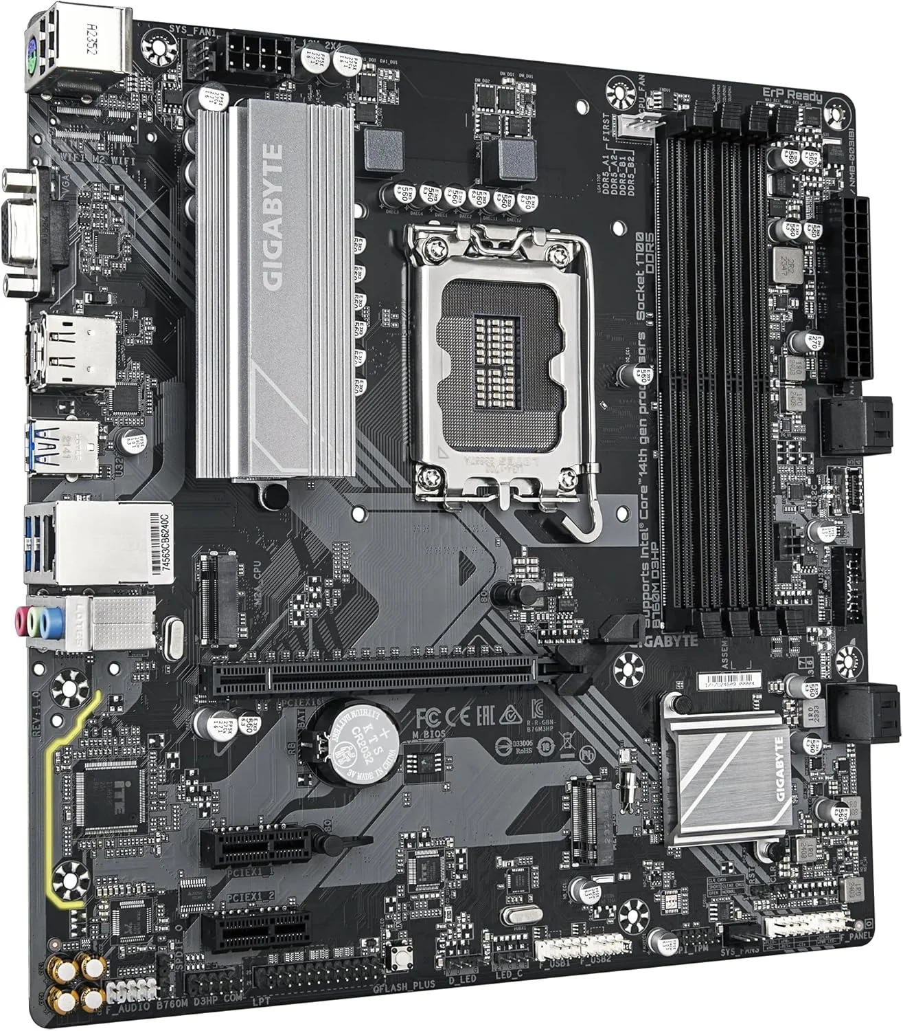 مادربرد GIGABYTE B760M D3HP - پردازنده های نسل 14 اینتل، VRM با 4+1+1 فاز، DDR5 تا 5600 مگاهرتز، 2xPCIe 4.0 M.2، GbE LAN، USB 3.2 Gen 1