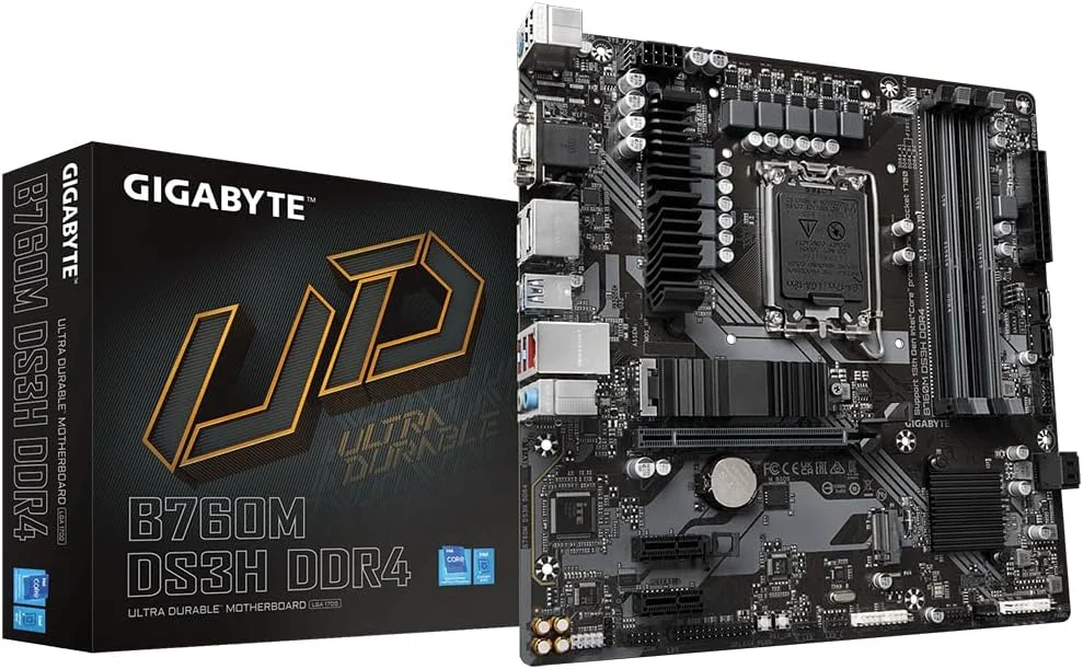 مادربرد گیگابایت B760M DS3H DDR4 1.0 MB، خانواده پردازنده Intel، سوکت پردازنده LGA1700، اسلات حافظه DDR4 DIMM، تعداد اسلات 4، رابط های هارد دیسک پشتیبانی شده SATA M.2، تعداد SATA
