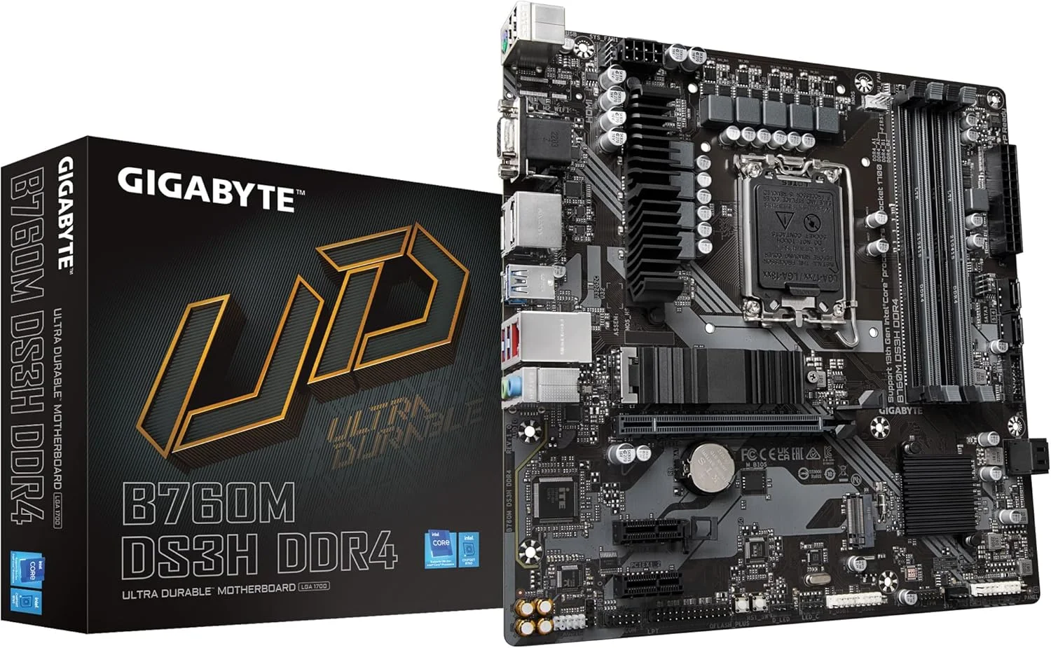 مادربرد GIGABYTE B760M DS3H DDR4 (LGA 1700/ Intel/ B760/ M-ATX/ DDR4/ Dual M.2/ PCIe 4.0/ USB 3.2 Gen 2 Type-C/ 2.5GbE LAN/Q-Flash Plus/PCIe EZ-Latch/ مادربرد گیمینگ)