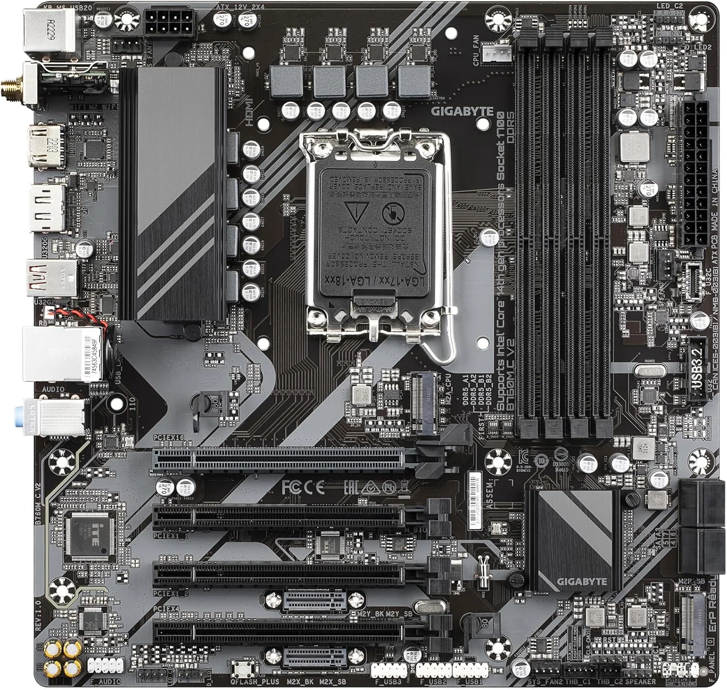 مادربرد GIGABYTE B760M C V2 LGA 1700 Intel B760 M-ATX با DDR5، سه M.2، PCIe 5.0، USB 3.2 Gen 2x2 Type-C، WiFi 6، LAN 1GbE، Q-Flash Plus، EZ-Latch مادربرد GIGABYTE B760M C V2 LGA 1700 Intel B760 M-ATX با DDR5، سه M.2، PCIe 5.0، USB 3.2 Gen 2x2 Type-C، WiFi 6، LAN 1GbE، Q-Flash Plus، EZ-Latch
