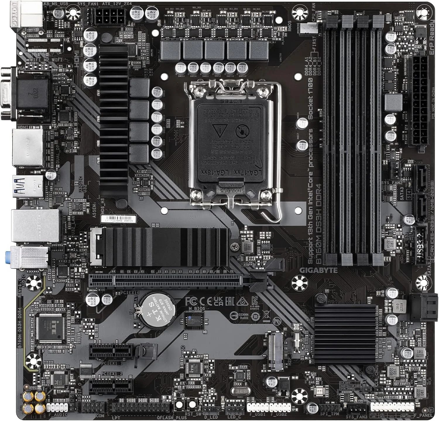 مادربرد GIGABYTE B760M DS3H DDR4 (LGA 1700/ Intel/ B760/ M-ATX/ DDR4/ Dual M.2/ PCIe 4.0/ USB 3.2 Gen 2 Type-C/ 2.5GbE LAN/Q-Flash Plus/PCIe EZ-Latch/ مادربرد گیمینگ) مادربرد GIGABYTE B760M DS3H DDR4 (LGA 1700/ Intel/ B760/ M-ATX/ DDR4/ Dual M.2/ PCIe 4.0/ USB 3.2 Gen 2 Type-C/ 2.5GbE LAN/Q-Flash Plus/PCIe EZ-Latch/ مادربرد گیمینگ)