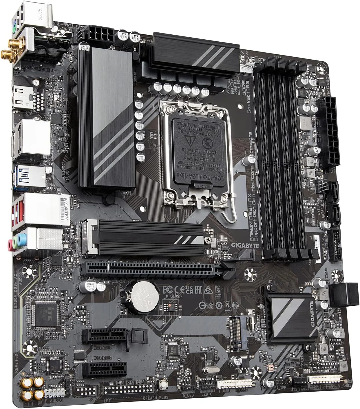 مادربرد گیگابایت B760M DS3H AX (LGA 1700/ Intel/ B760/ M-ATX/ DDR5/ 2* M.2/ PCIe 4.0/ USB 3.2 Gen 2 Type-C/WiFi 6E/ 2.5GbE LAN/Q-Flash Plus/PCIe EZ-Latch)