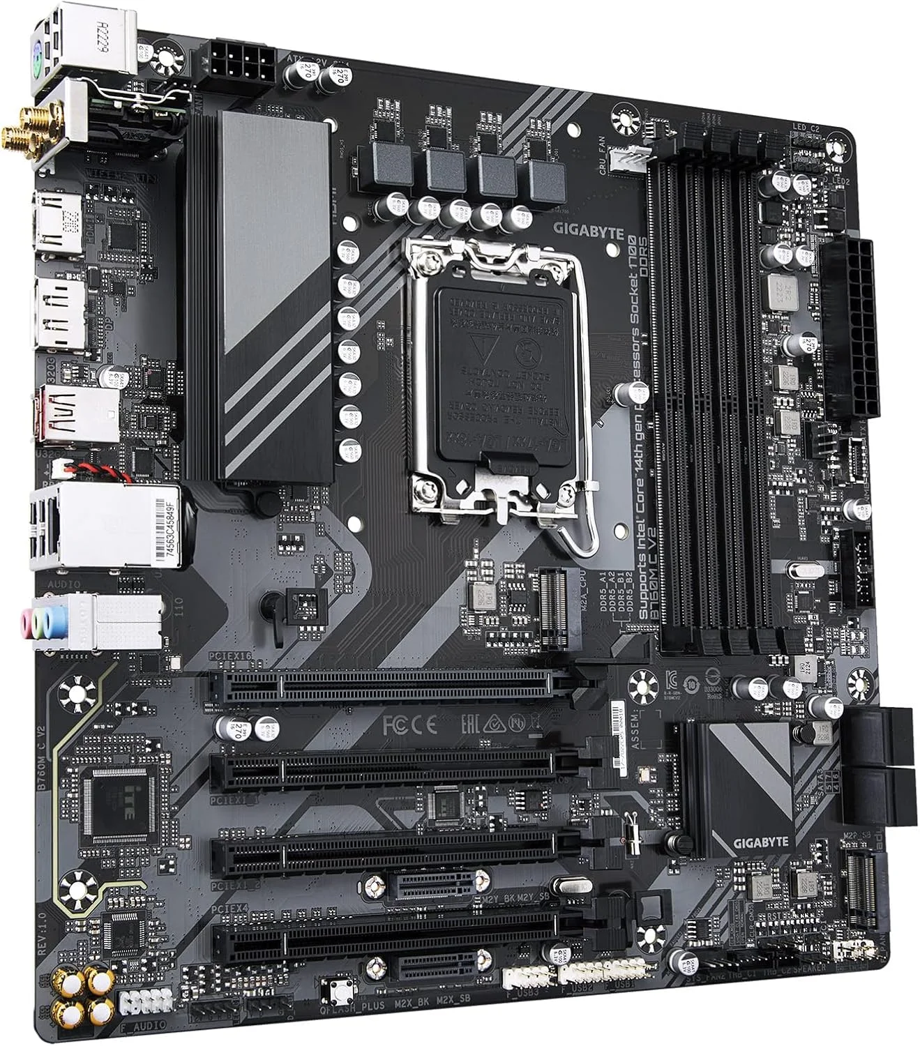مادربرد GIGABYTE B760M C V2 LGA 1700 Intel B760 M-ATX با DDR5، سه M.2، PCIe 5.0، USB 3.2 Gen 2x2 Type-C، WiFi 6، LAN 1GbE، Q-Flash Plus، EZ-Latch مادربرد GIGABYTE B760M C V2 LGA 1700 Intel B760 M-ATX با DDR5، سه M.2، PCIe 5.0، USB 3.2 Gen 2x2 Type-C، WiFi 6، LAN 1GbE، Q-Flash Plus، EZ-Latch