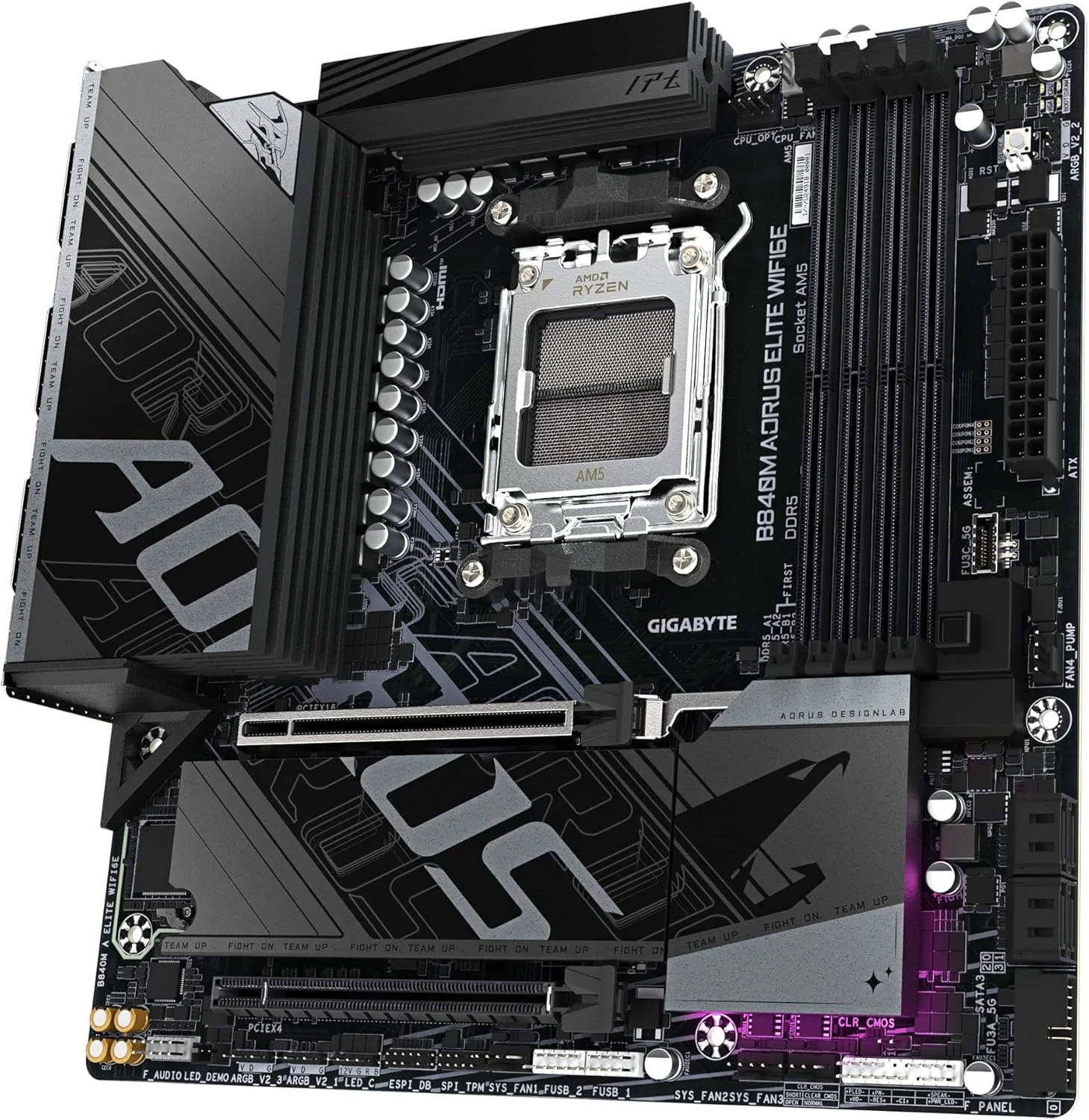 مادربرد GIGABYTE B840M AORUS ELITE WIFI6E - پردازنده های AMD Ryzen 9000، VRM با 10+2+2 فاز، DDR5 تا 8200 مگاهرتز (O.C)، 2xPCIe 4.0 M.2، Wi-Fi 6E، LAN 2.5GbE، USB 3.2 Gen 2 مادربرد GIGABYTE B840M AORUS ELITE WIFI6E - پردازنده های AMD Ryzen 9000، VRM با 10+2+2 فاز، DDR5 تا 8200 مگاهرتز (O.C)، 2xPCIe 4.0 M.2، Wi-Fi 6E، LAN 2.5GbE، USB 3.2 Gen 2