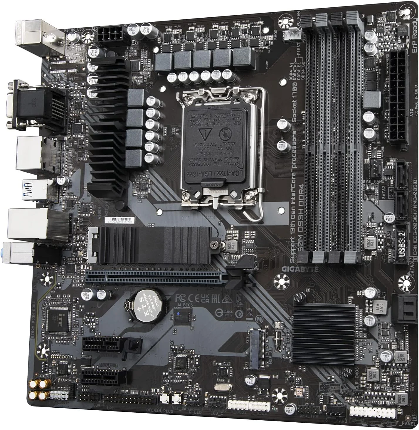 مادربرد GIGABYTE B760M DS3H DDR4 (LGA 1700/ Intel/ B760/ M-ATX/ DDR4/ Dual M.2/ PCIe 4.0/ USB 3.2 Gen 2 Type-C/ 2.5GbE LAN/Q-Flash Plus/PCIe EZ-Latch/ مادربرد گیمینگ) مادربرد GIGABYTE B760M DS3H DDR4 (LGA 1700/ Intel/ B760/ M-ATX/ DDR4/ Dual M.2/ PCIe 4.0/ USB 3.2 Gen 2 Type-C/ 2.5GbE LAN/Q-Flash Plus/PCIe EZ-Latch/ مادربرد گیمینگ)