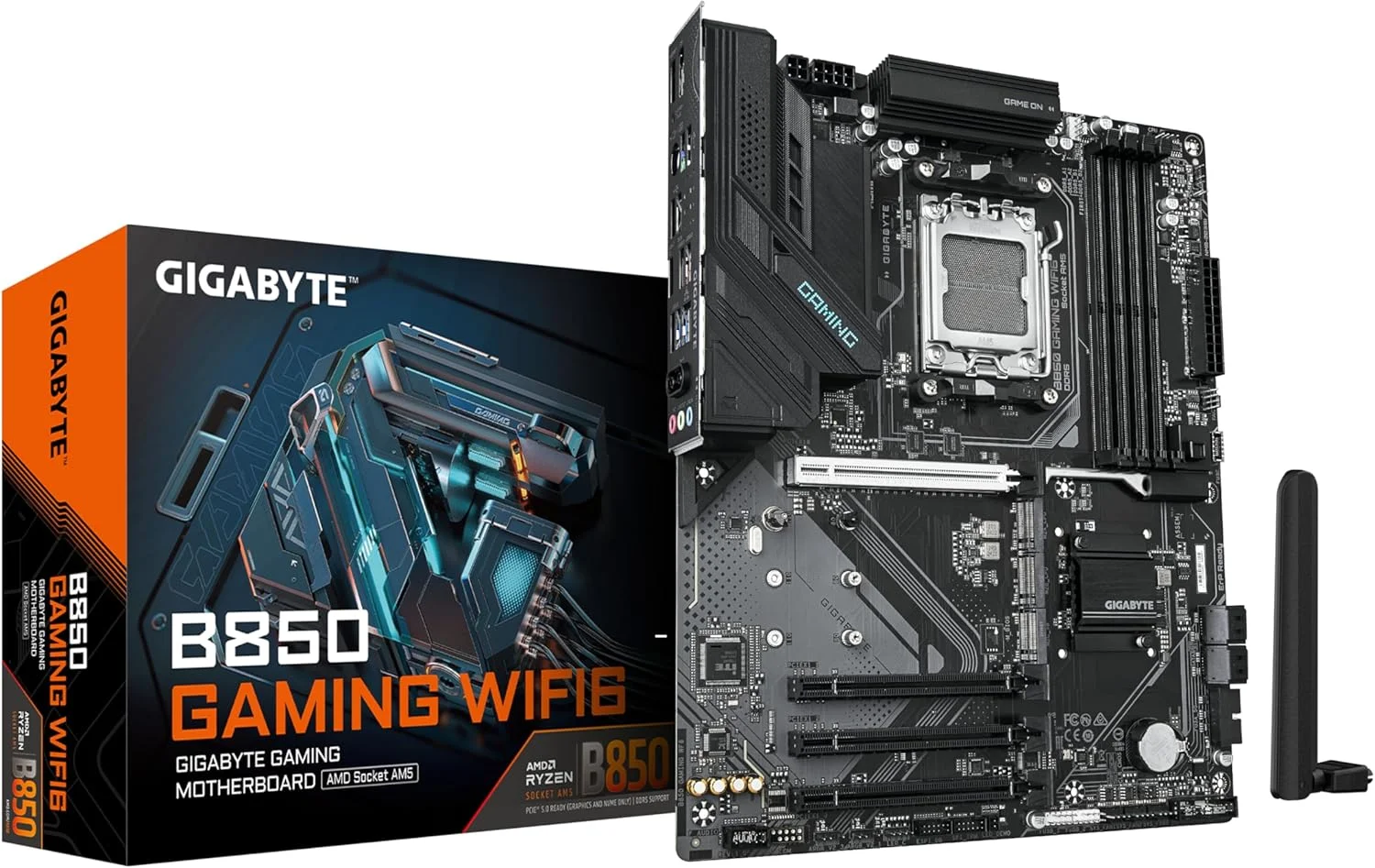مادربرد GIGABYTE B850 Gaming WIFI6 - پردازنده های سری AMD Ryzen 9000، VRM دیجیتال 6+2+2 فاز، DDR5 تا 5200 مگاهرتز (OC)، 1xPCIe 5.0 + 2xPCIe 4.0 M.2، GbE LAN، WiFi 6، USB 3.2 Gen 2