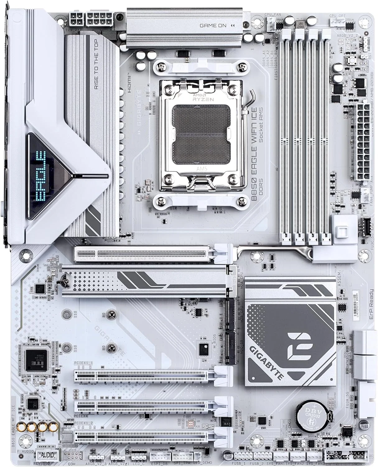 مادربرد گیگابایت B850 EAGLE WIFI7 ICE - پردازنده های AMD Ryzen 9000 Series، VRM دیجیتال 8+2+2 فاز، تا 8200 مگاهرتز DDR5 (OC)، 1xPCIe 5.0 + 2xPCIe 4.0 M.2، WIFI 7، LAN 2.5 GbE، USB 3.2 Gen 2 مادربرد گیگابایت B850 EAGLE WIFI7 ICE - پردازنده های AMD Ryzen 9000 Series، VRM دیجیتال 8+2+2 فاز، تا 8200 مگاهرتز DDR5 (OC)، 1xPCIe 5.0 + 2xPCIe 4.0 M.2، WIFI 7، LAN 2.5 GbE، USB 3.2 Gen 2